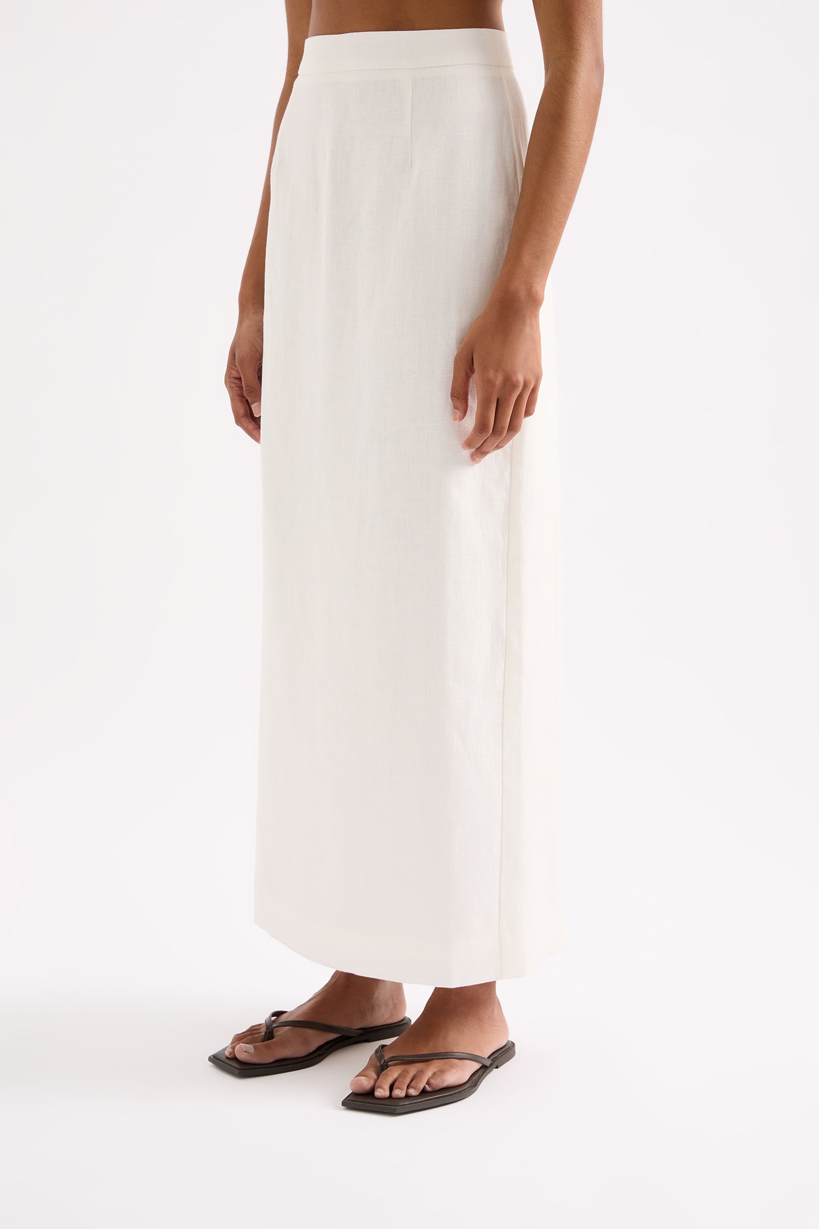 Sadie Linen Maxi Skirt White 