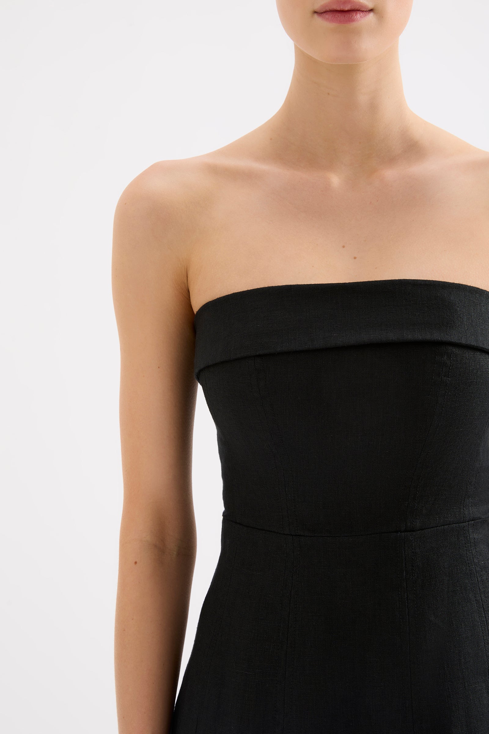 Shop Lyra Linen Dress in Black | Nude Lucy Shop Lyra Linen Dress in Black | Nude Lucy