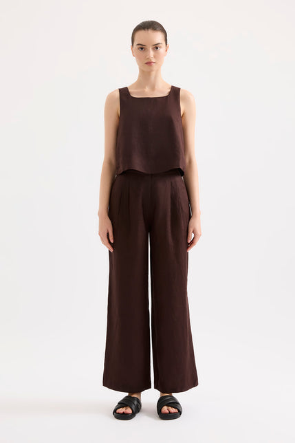 Thilda Linen Top Raisin 