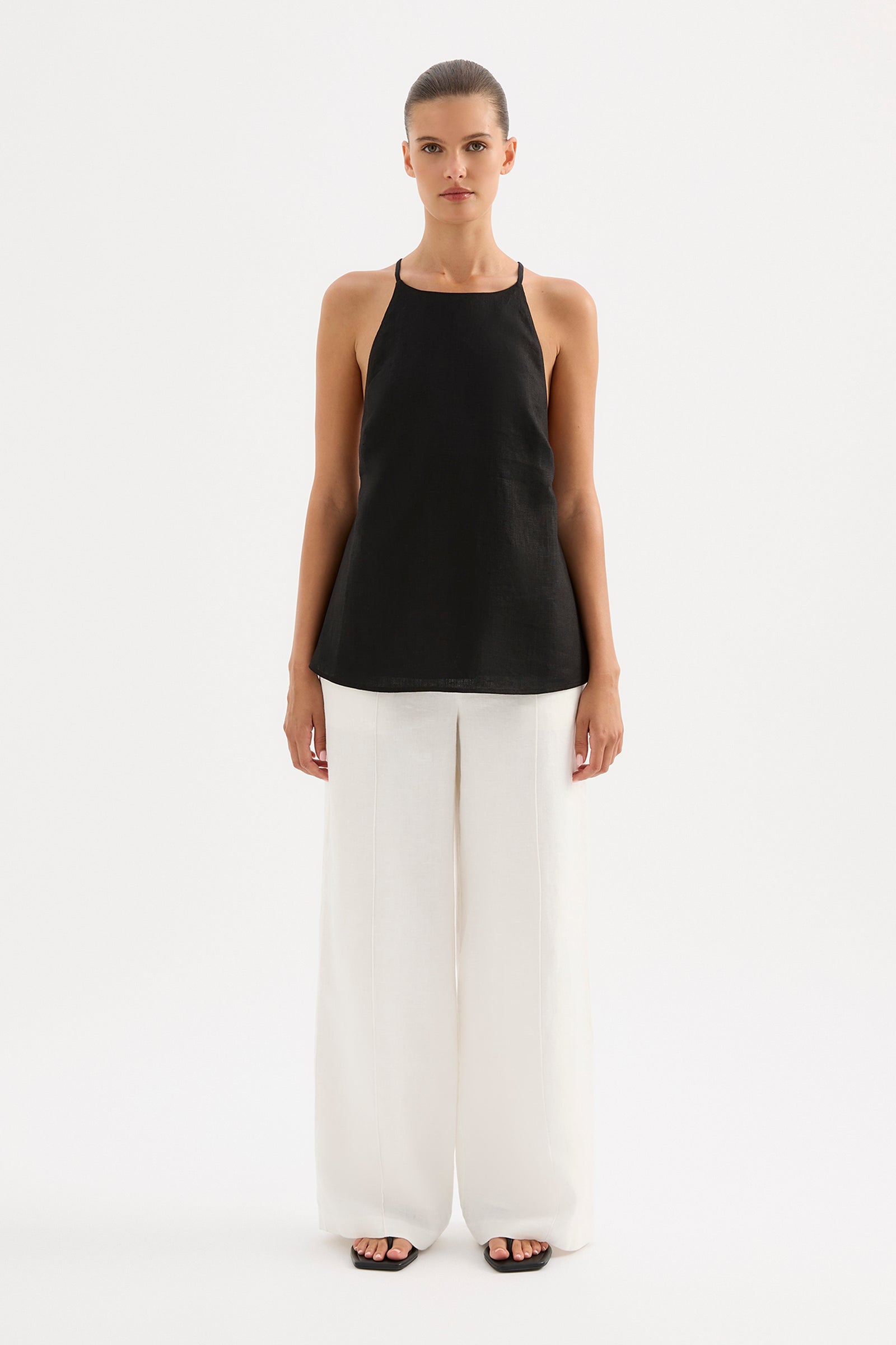 Ziba Linen Top Black 