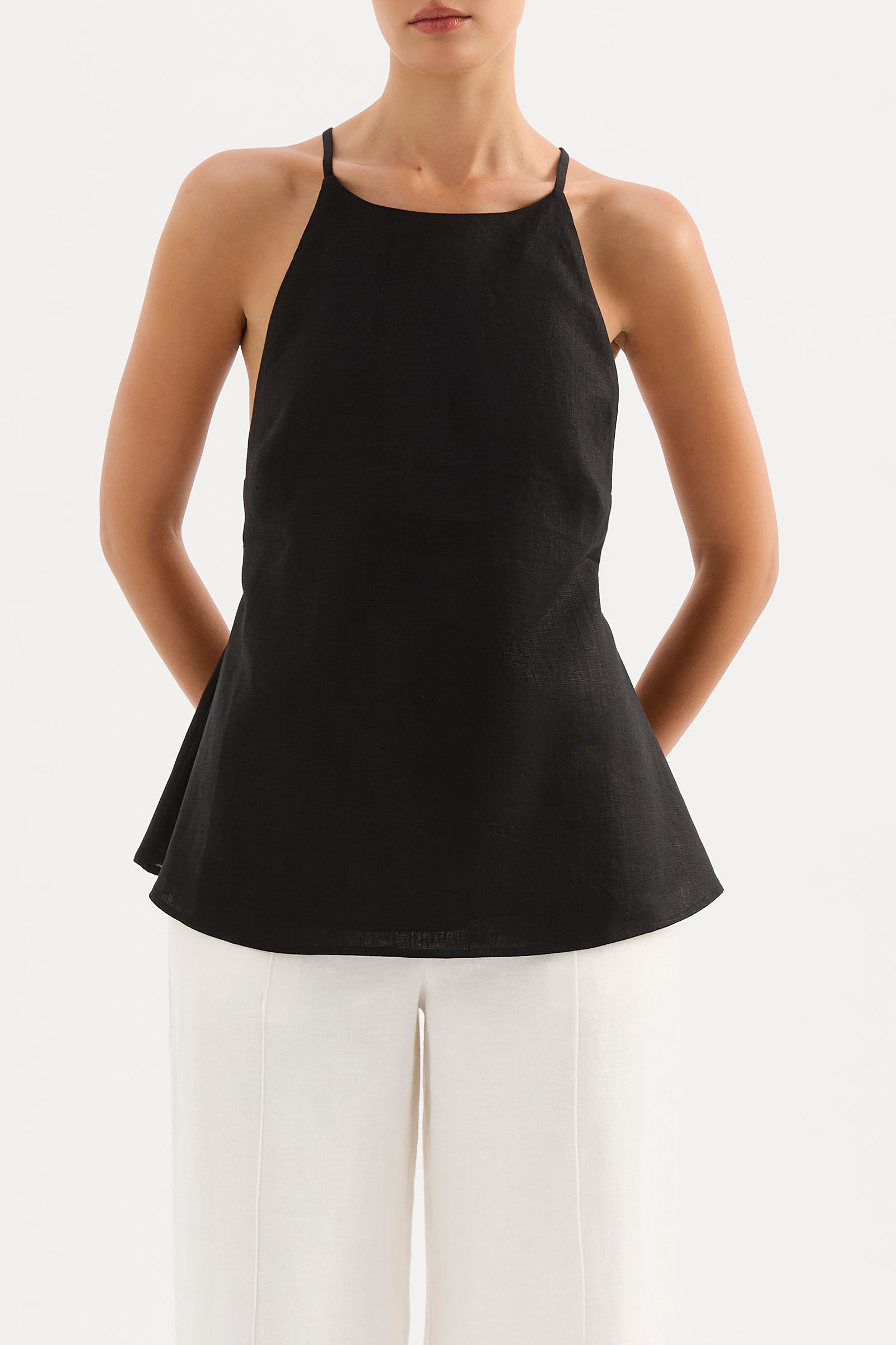 Ziba Linen Top Black 
