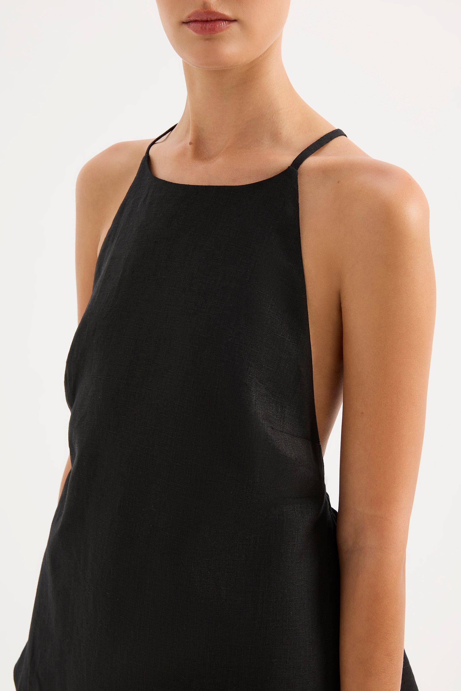 Ziba Linen Top Black 