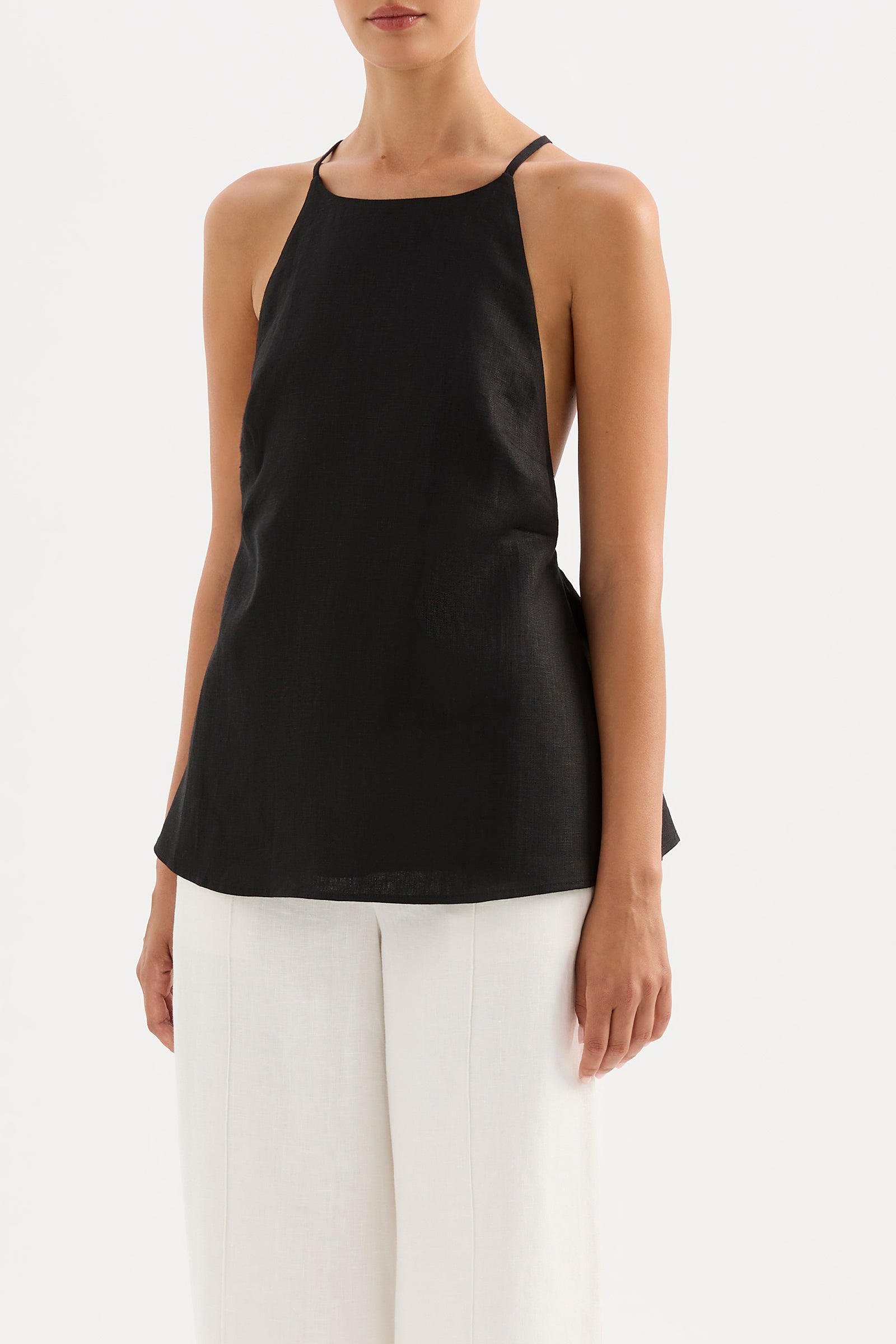 Ziba Linen Top Black 