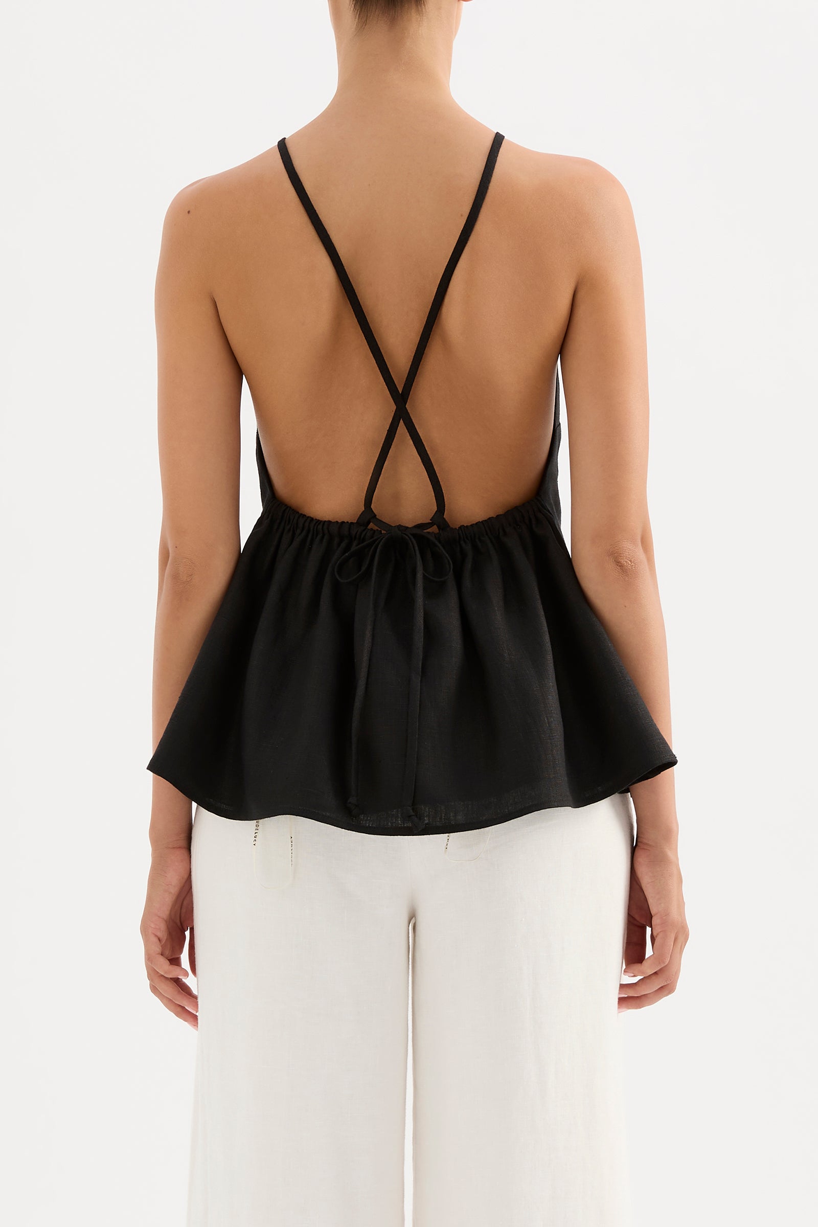 Ziba Linen Top Black 