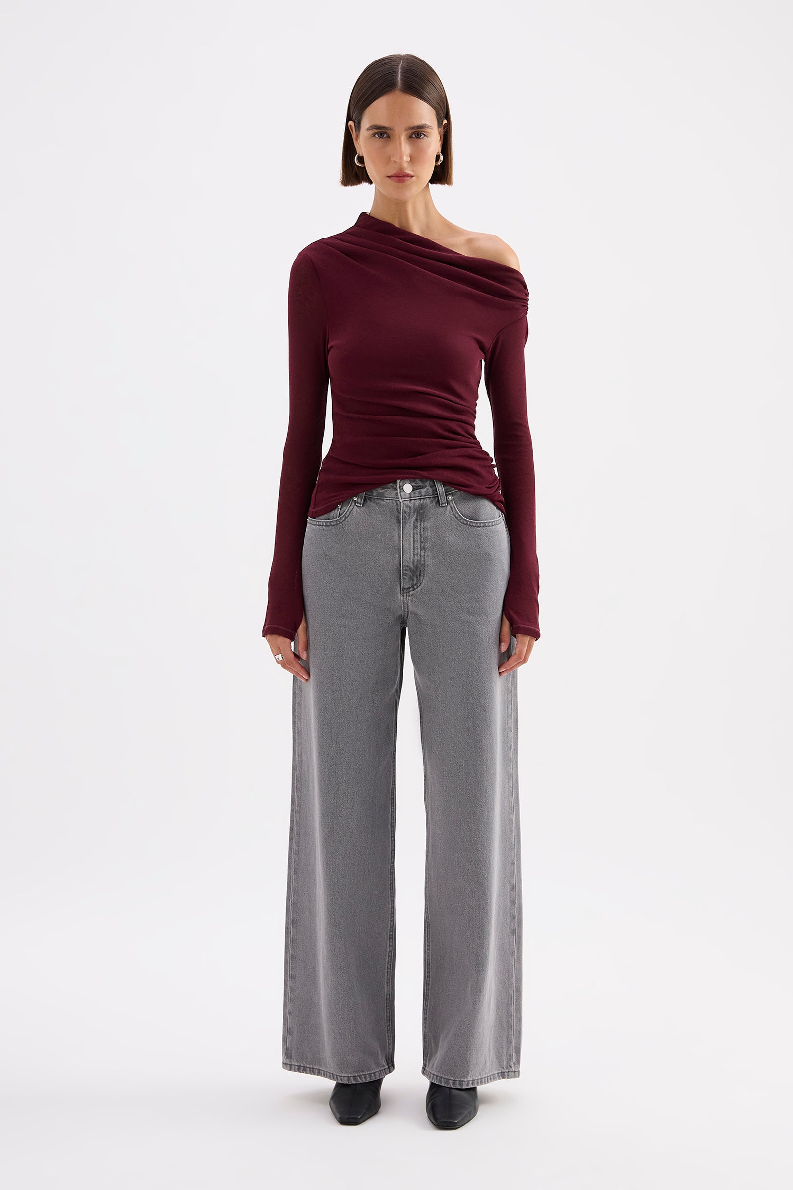 Rue Mesh Ls Top Merlot 