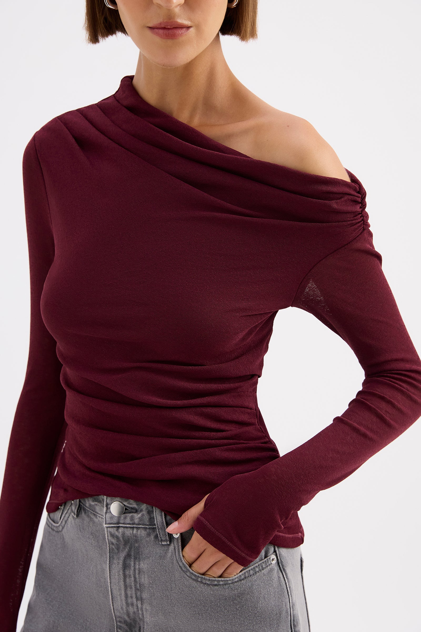 Rue Mesh Ls Top Merlot 
