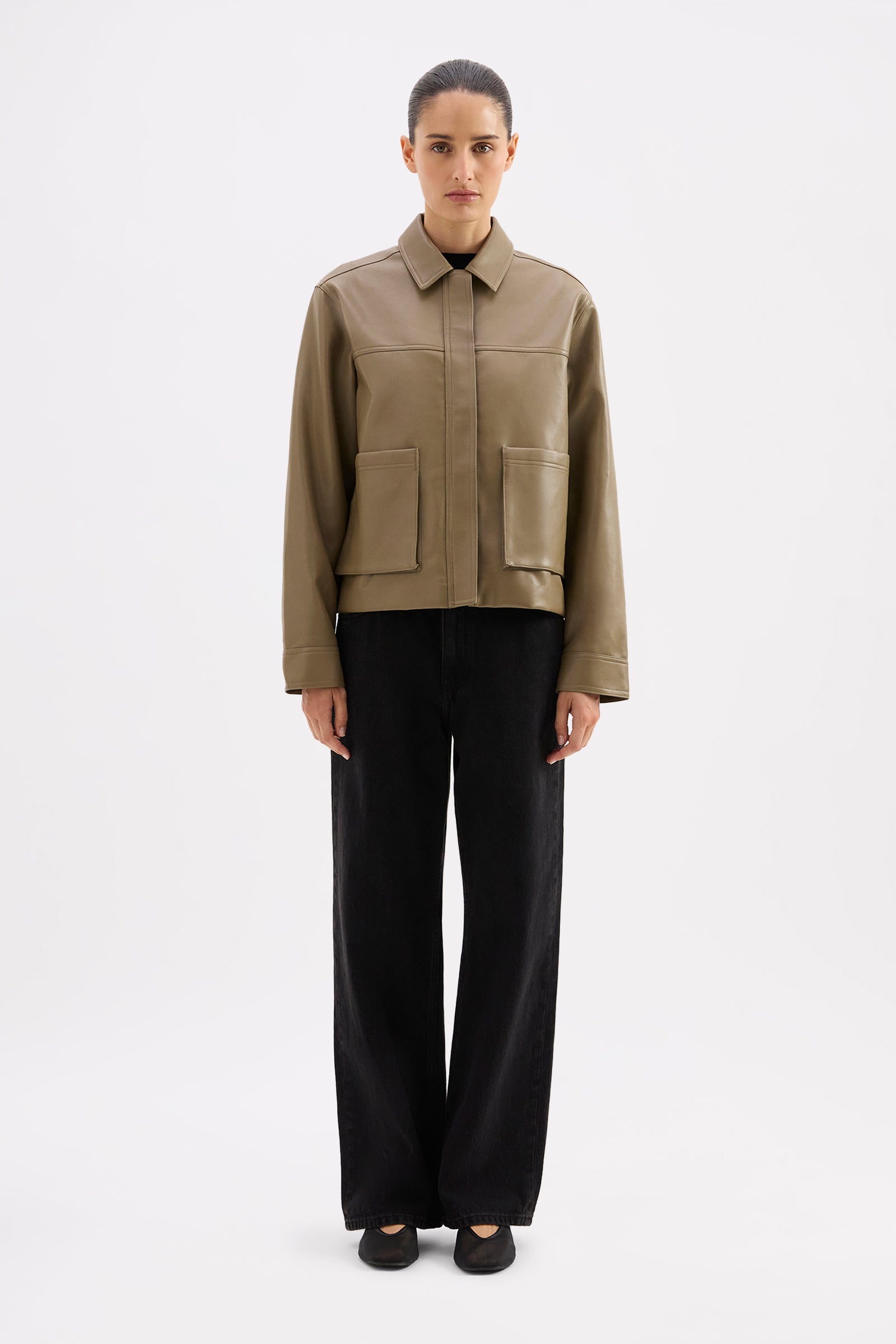 Maude Vegan Leather Jacket Grove 