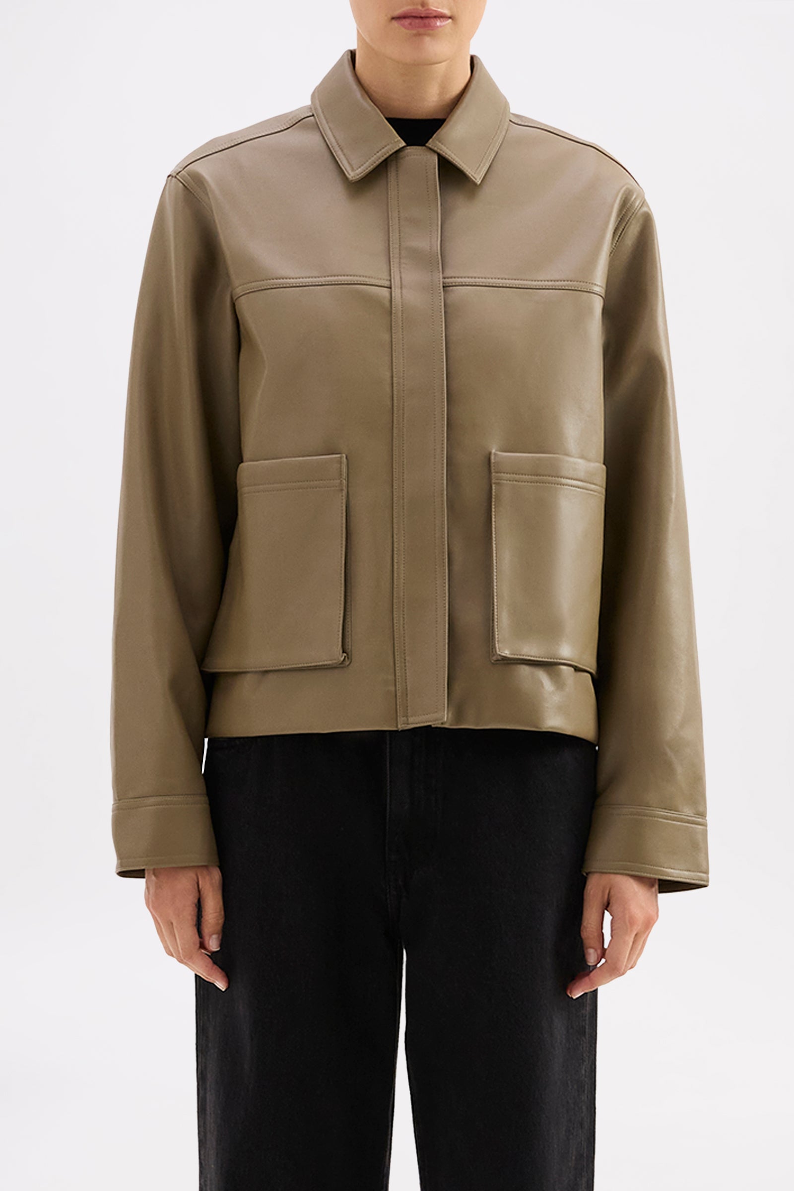 Maude Vegan Leather Jacket Grove 