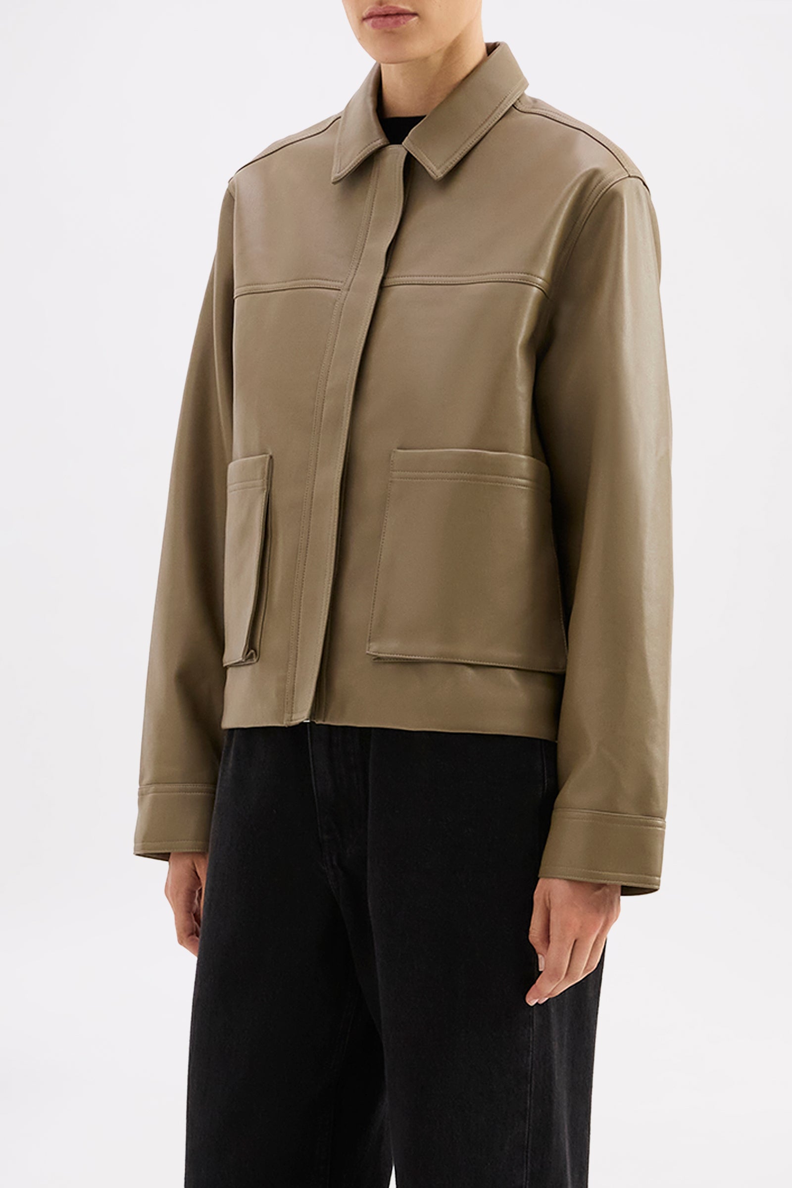 Maude Vegan Leather Jacket Grove 