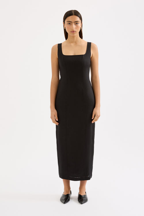 MONROE LINEN MIDI DRESS