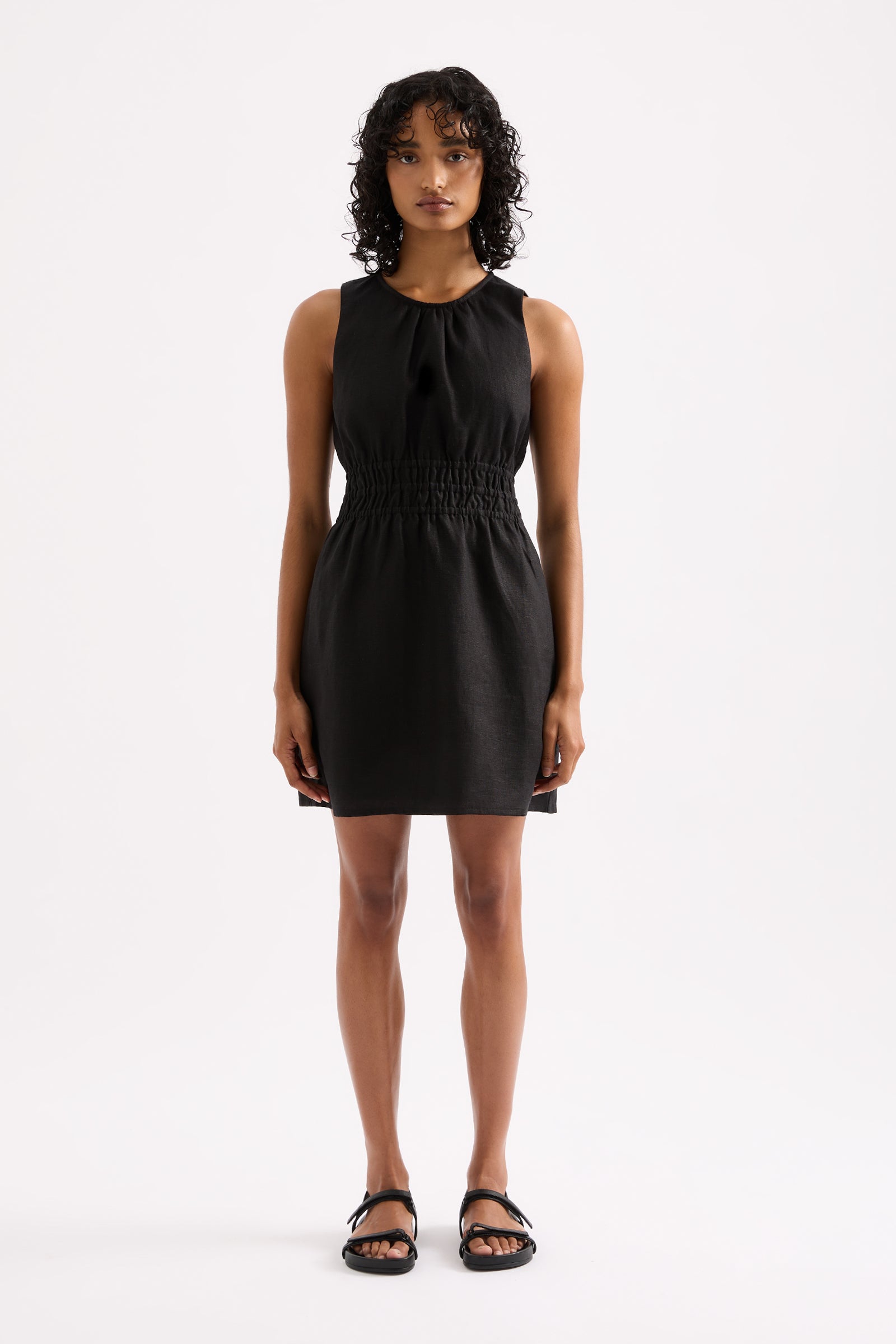 Jaxson Linen Mini Dress Black 