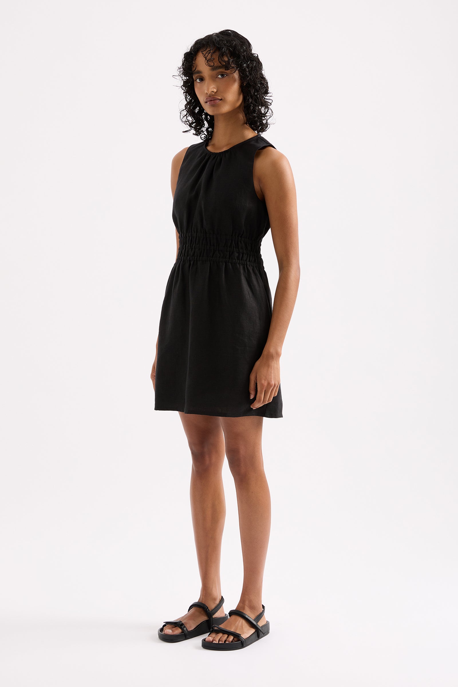 Jaxson Linen Mini Dress Black 