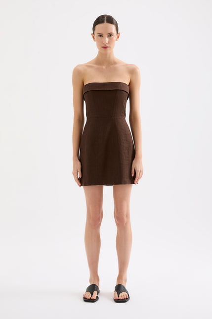 Lyra Linen Dress Chocolate 