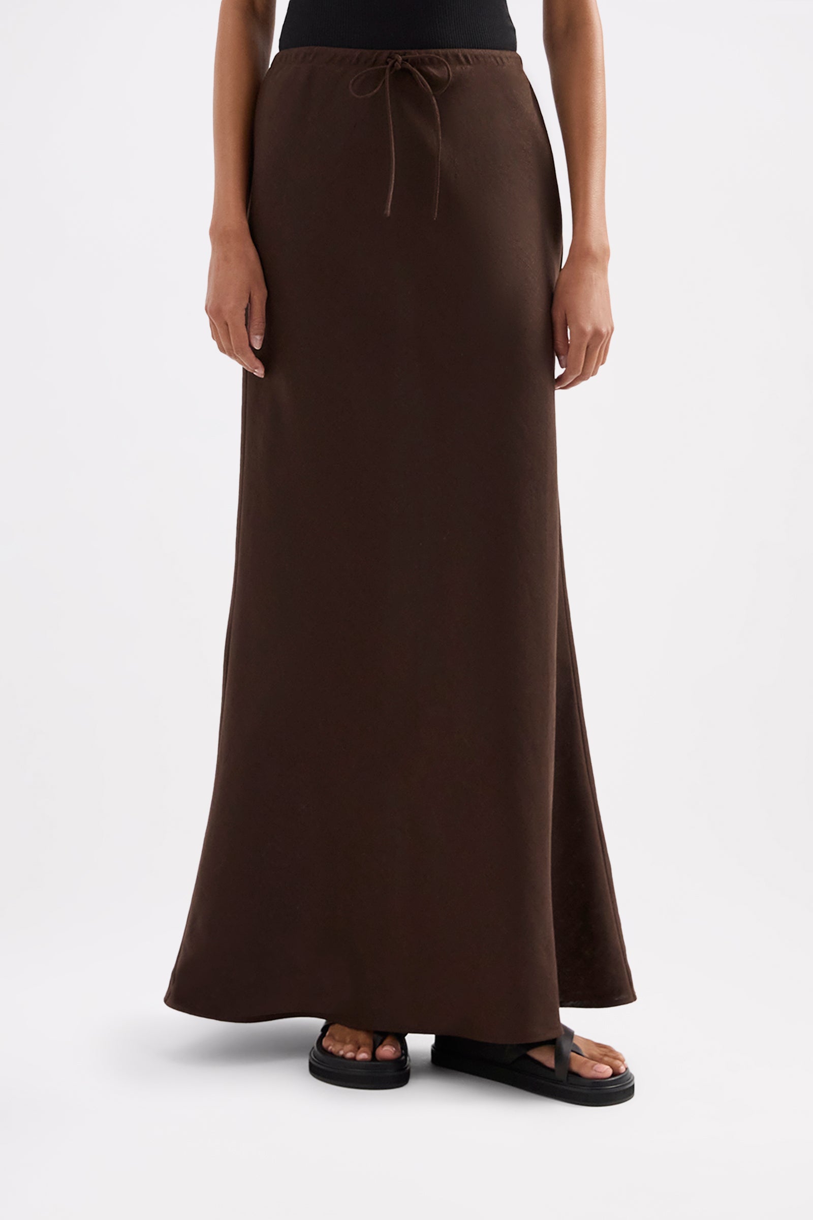 Amani Linen Skirt Chocolate 