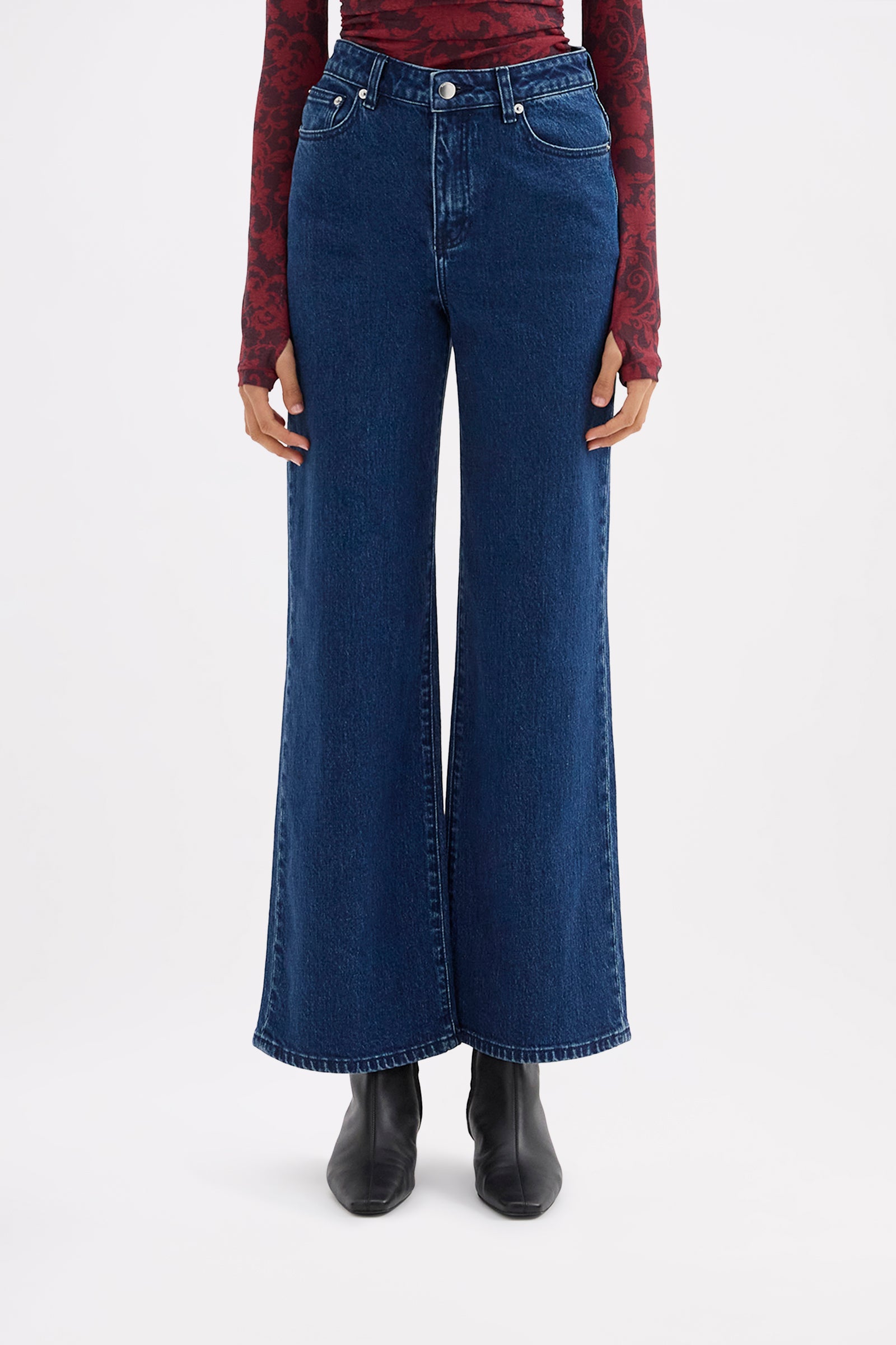 Organic Stretch Wide Leg Jean Lake Blue 