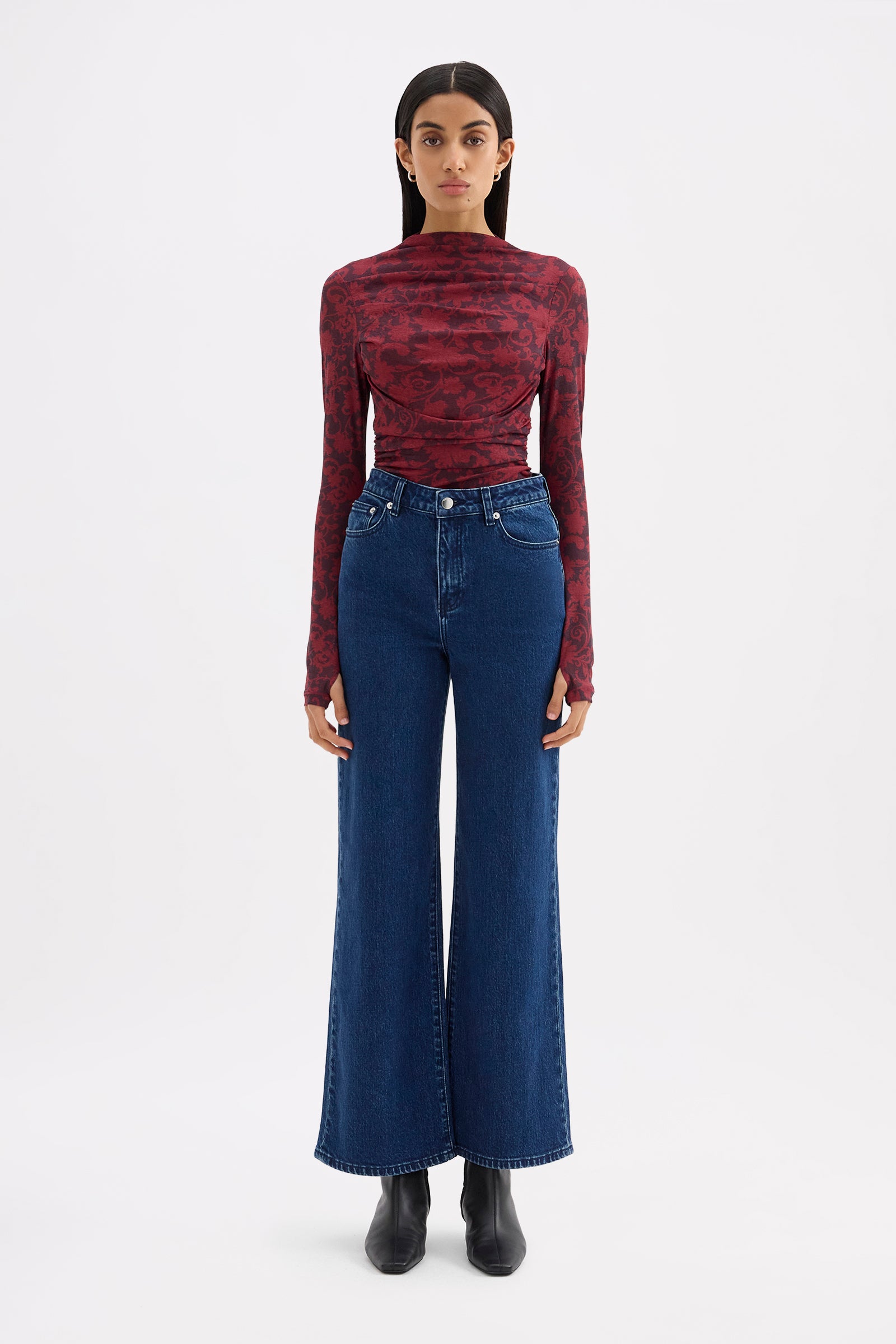 Organic Stretch Wide Leg Jean Lake Blue 