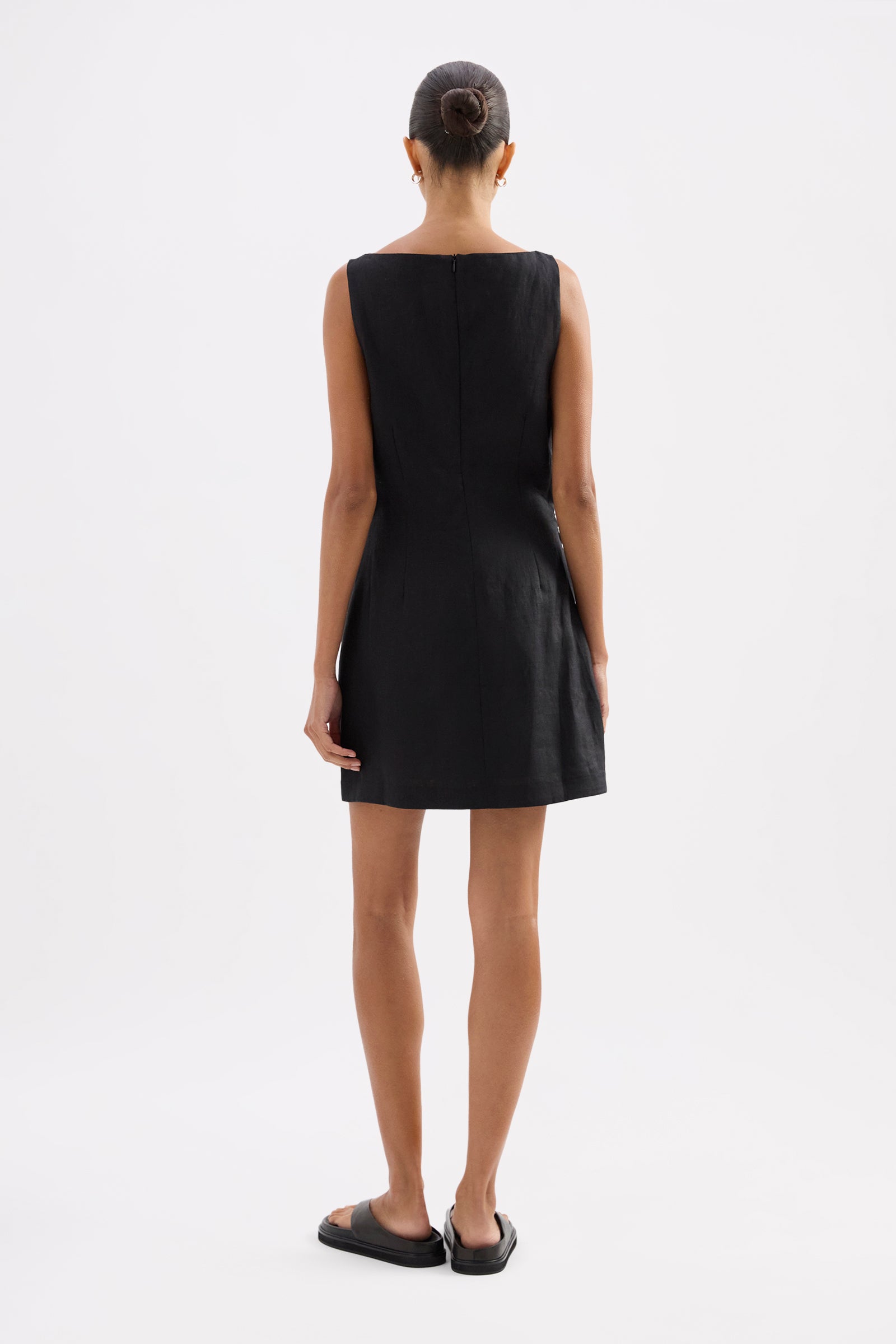 Eleri Linen Mini Dress Black 