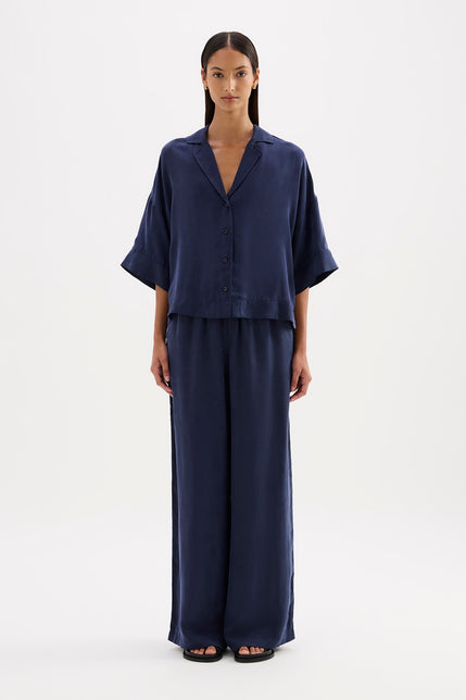 Rika Ss Cupro Shirt Midnight 