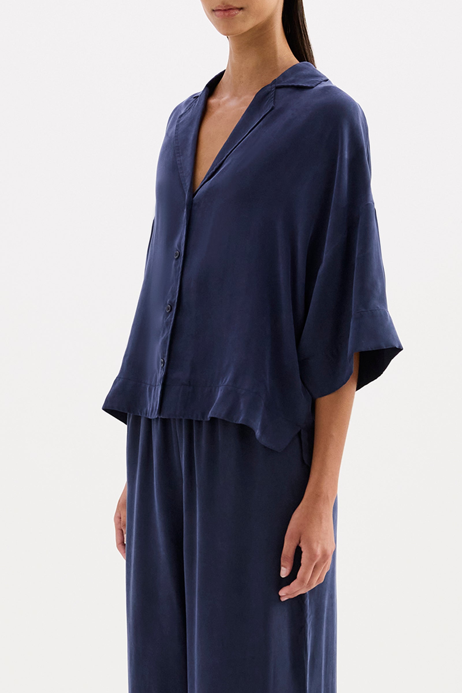 Rika Ss Cupro Shirt Midnight 