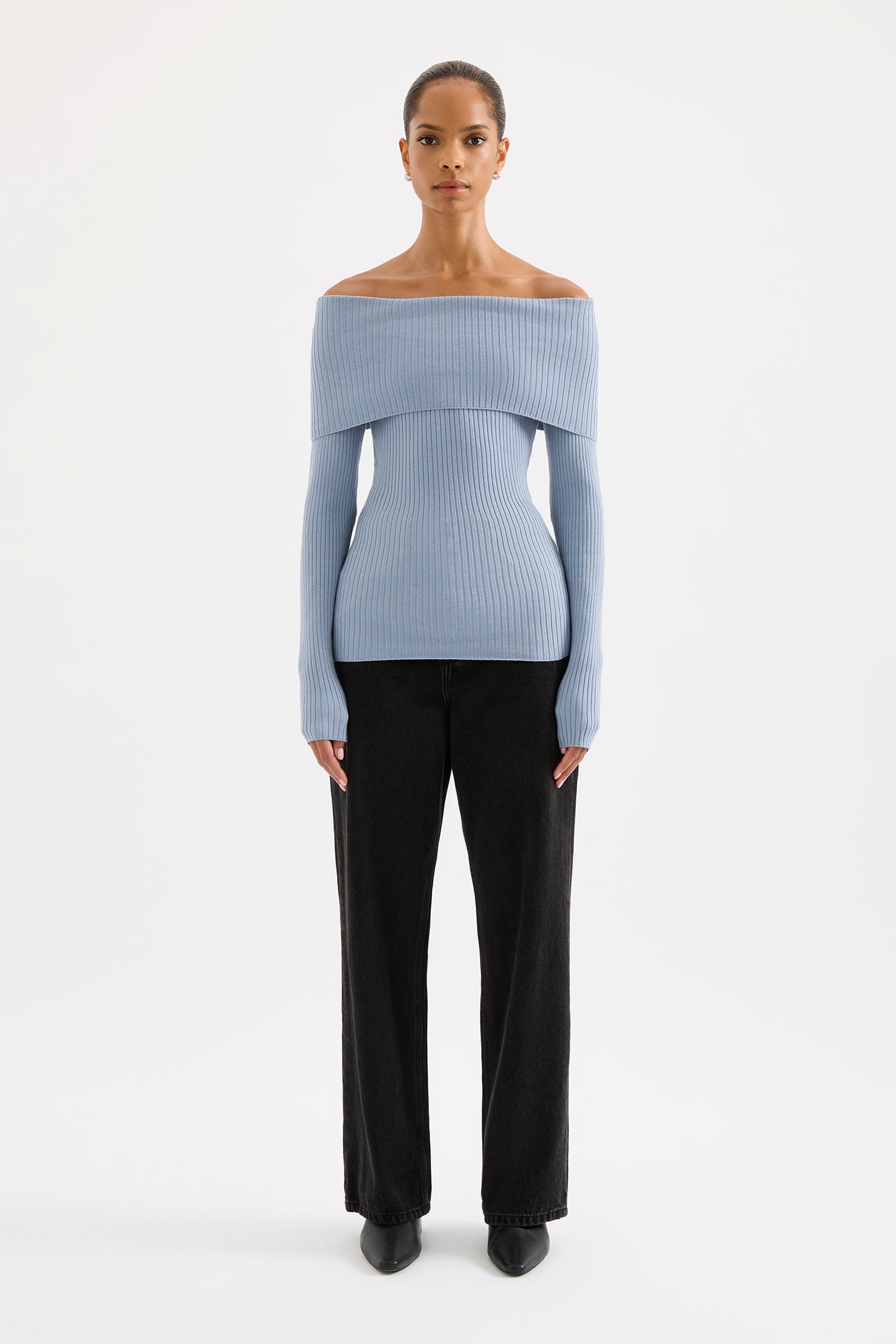 Krishna Off Shoulder Knit Sky 