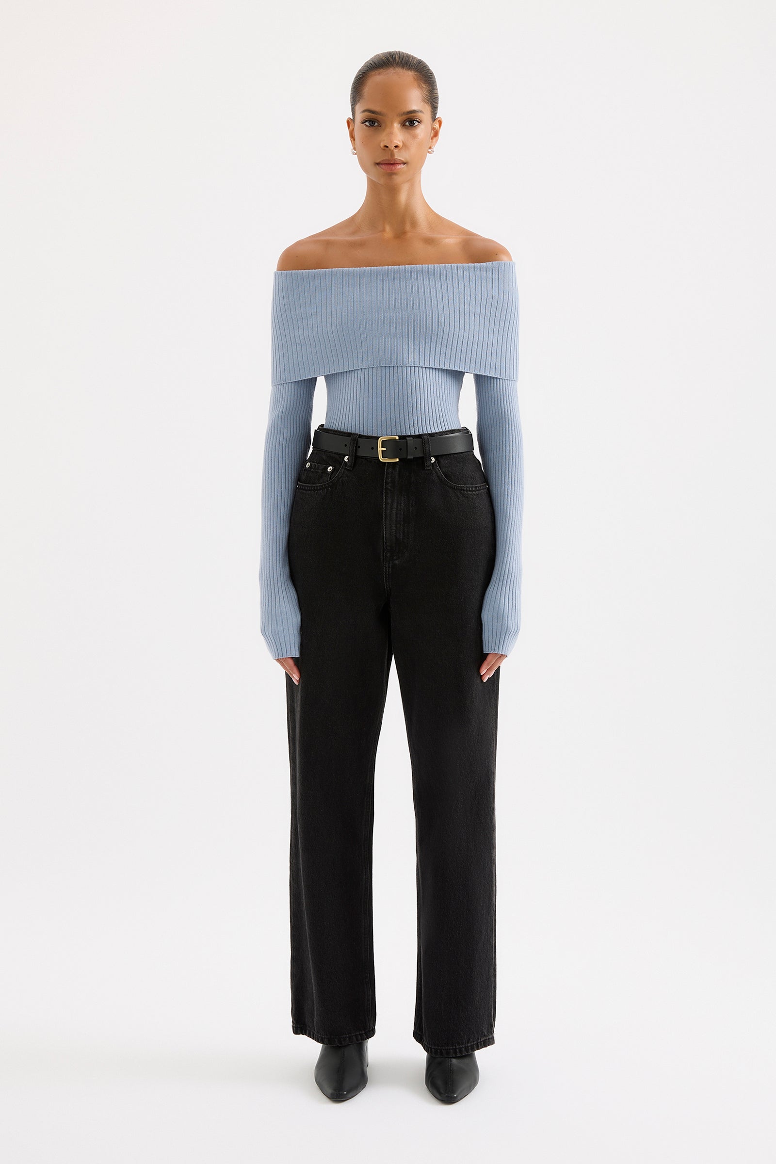 Krishna Off Shoulder Knit Sky 