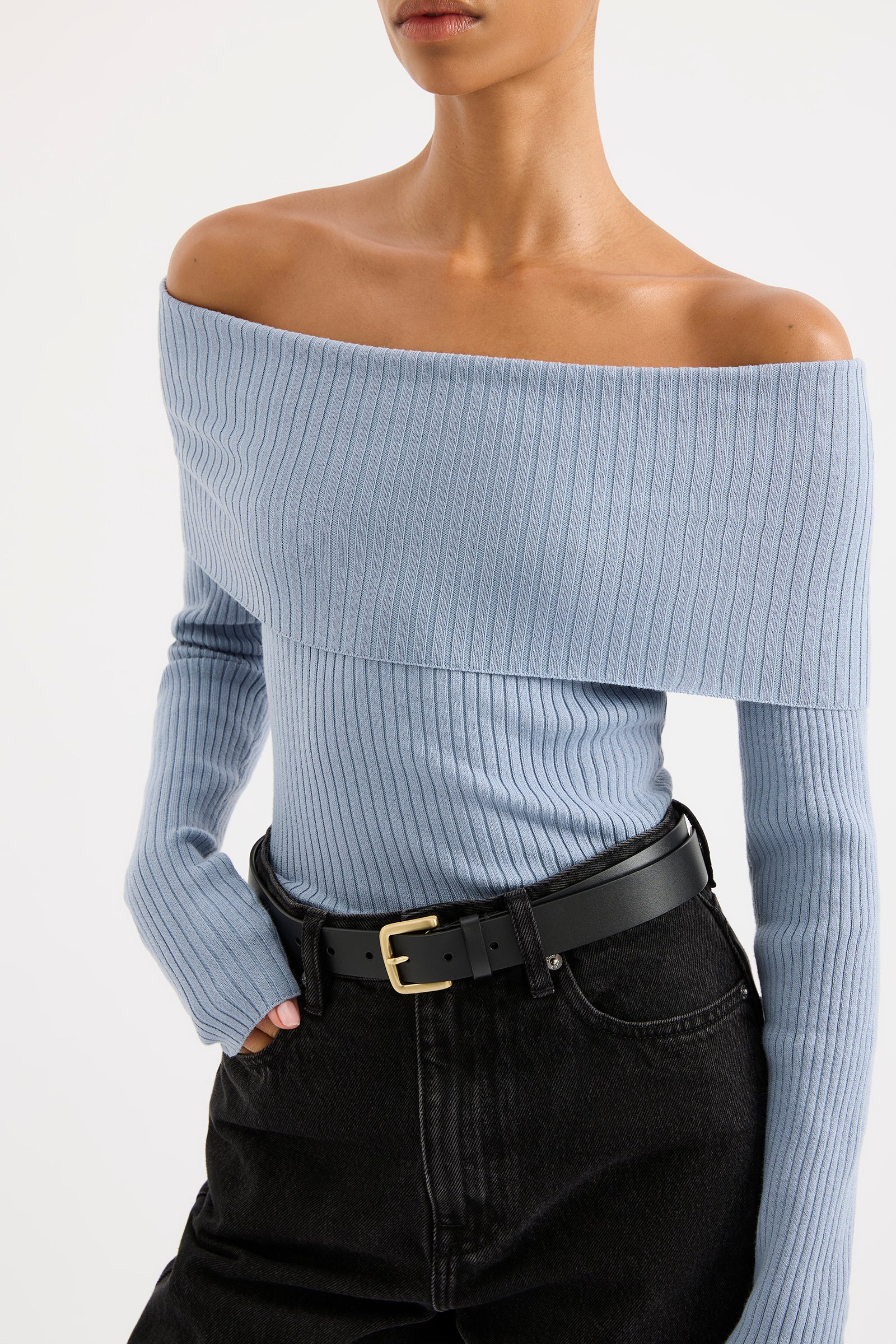 Krishna Off Shoulder Knit Sky 