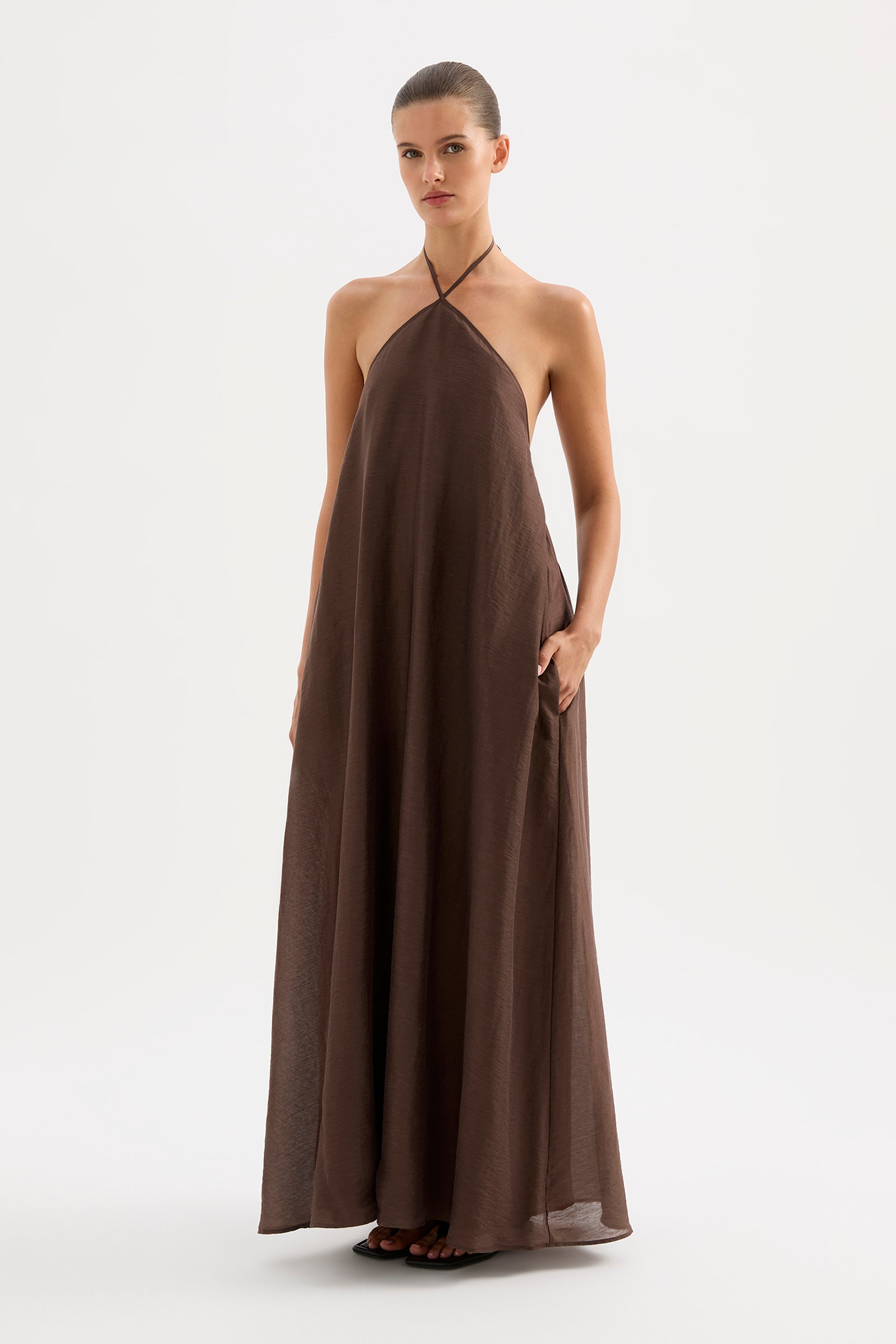 nude lucy brown dress Shop Sia Cupro Slip Dress in Chico