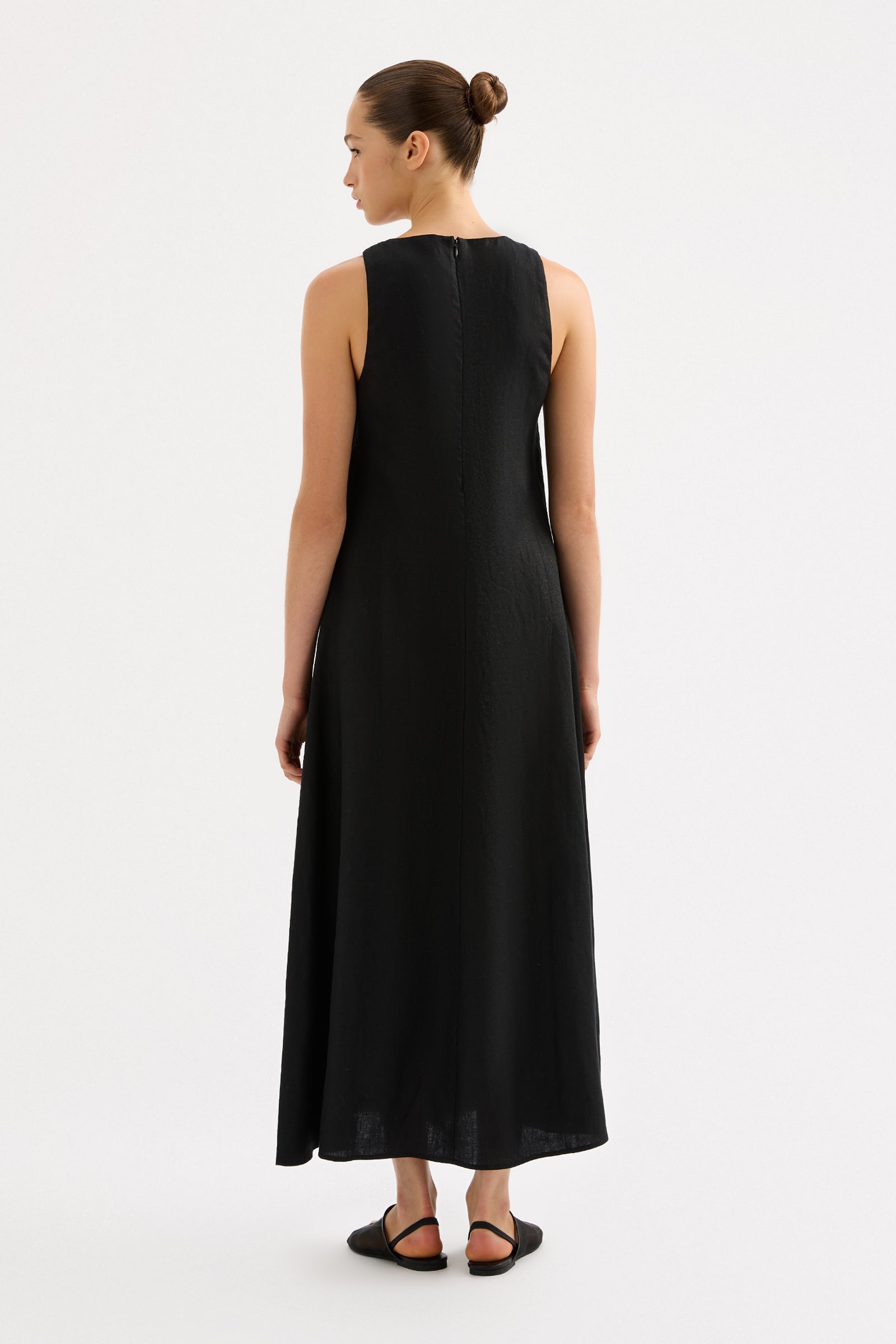 Desi Linen Maxi Dress Black 