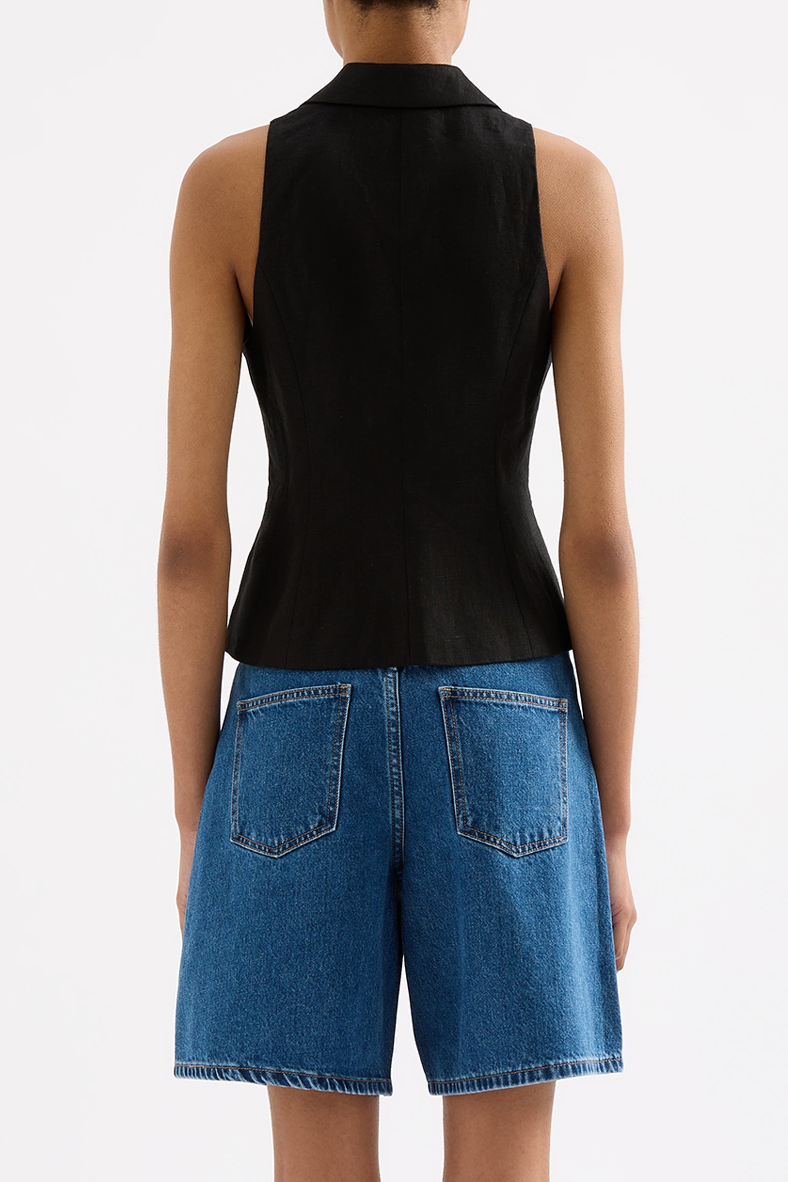 Thilda Linen Vest Black 