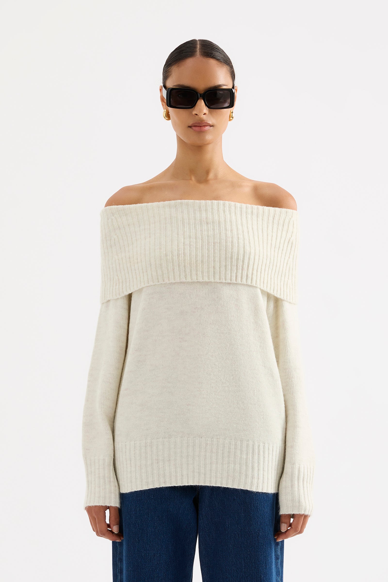 Abbott Off Shoulder Knit Ivory 