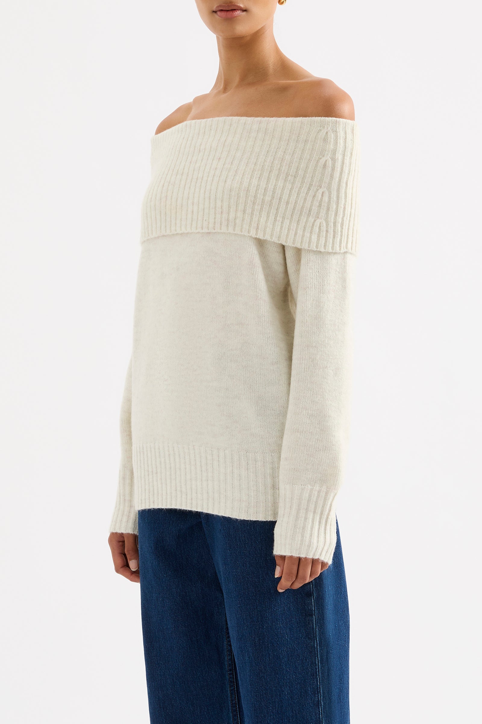 Abbott Off Shoulder Knit Ivory 