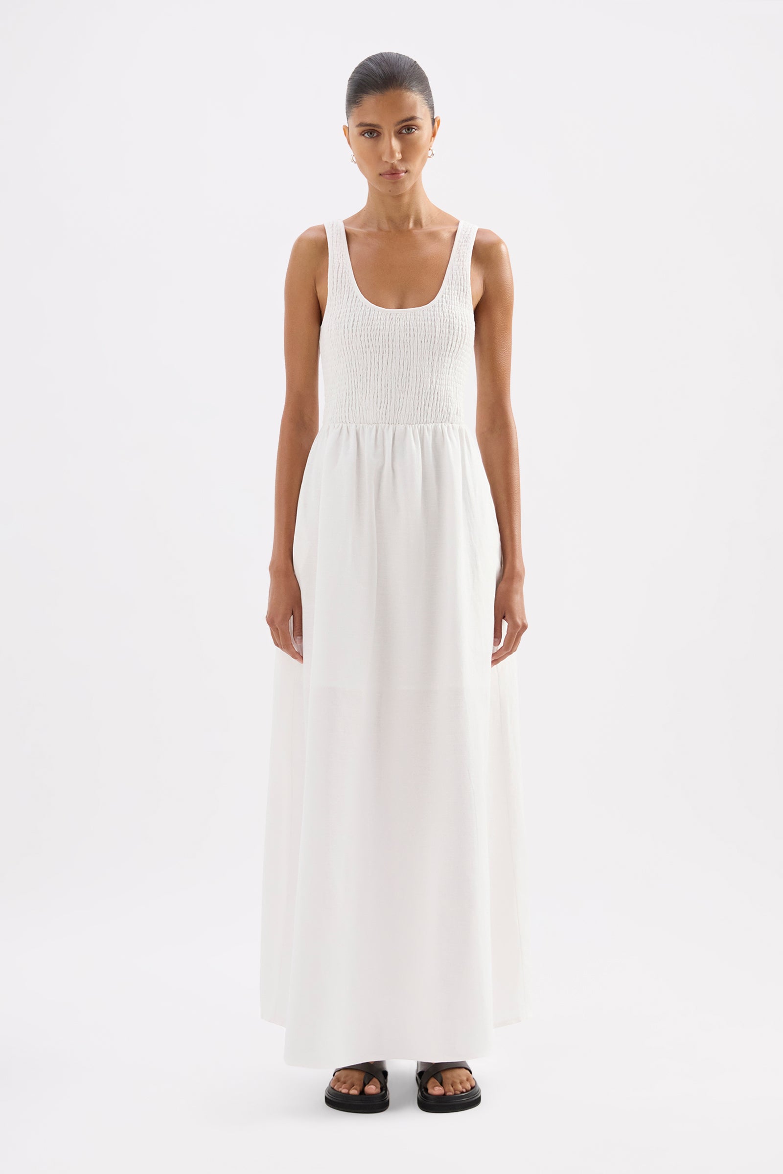 Elio Linen Maxi Dress White 