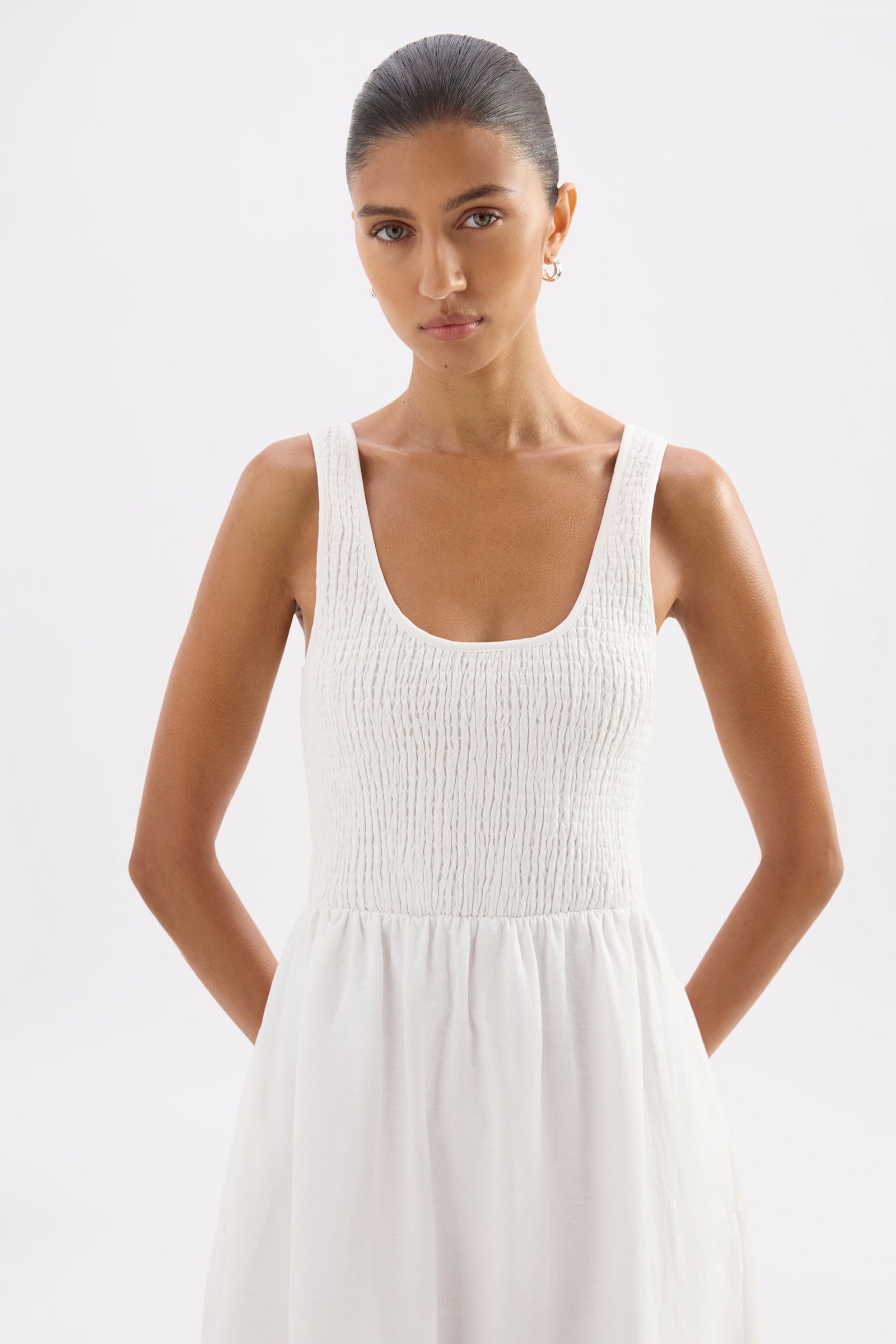 Elio Linen Maxi Dress White 