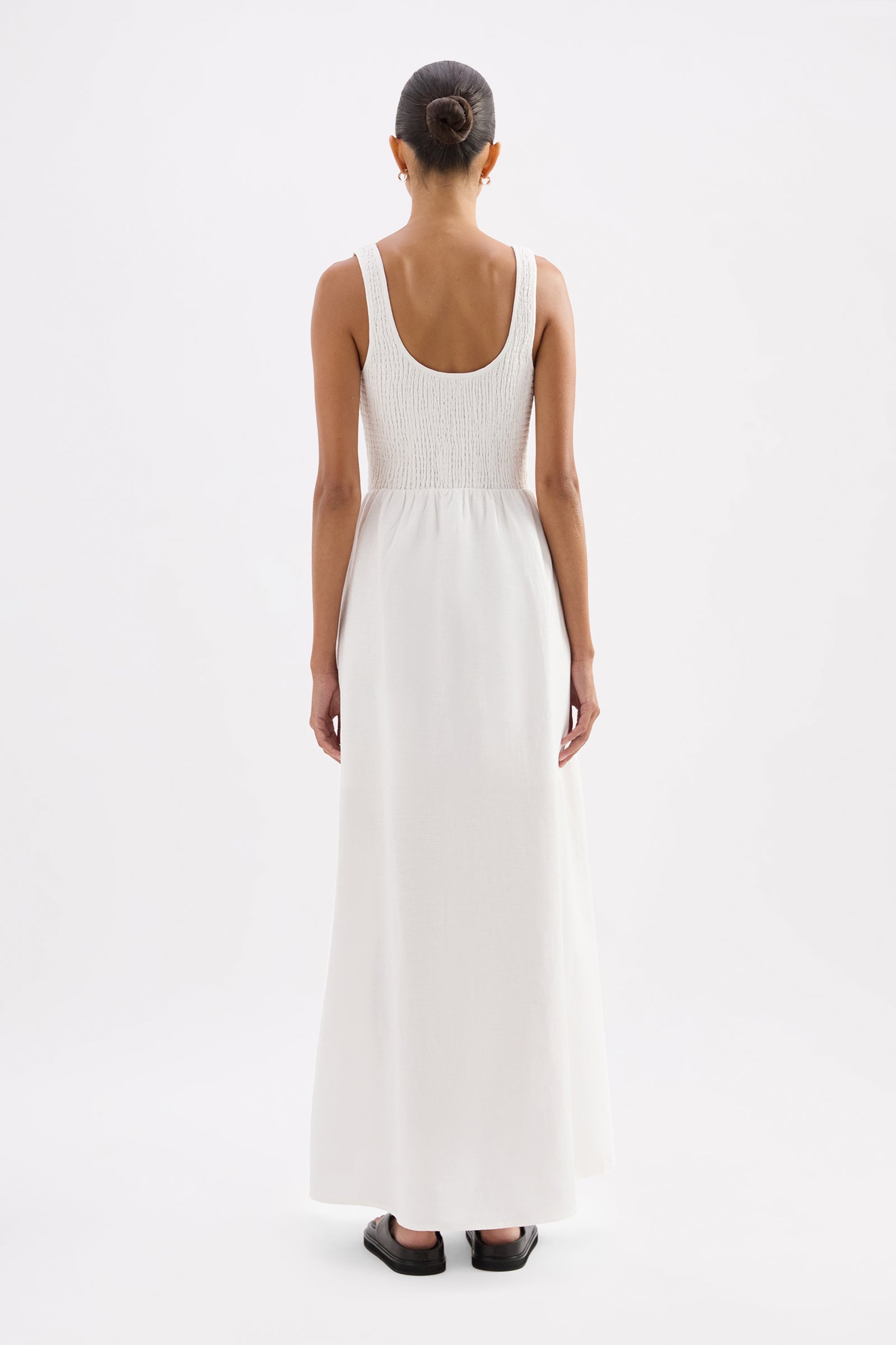Elio Linen Maxi Dress White 