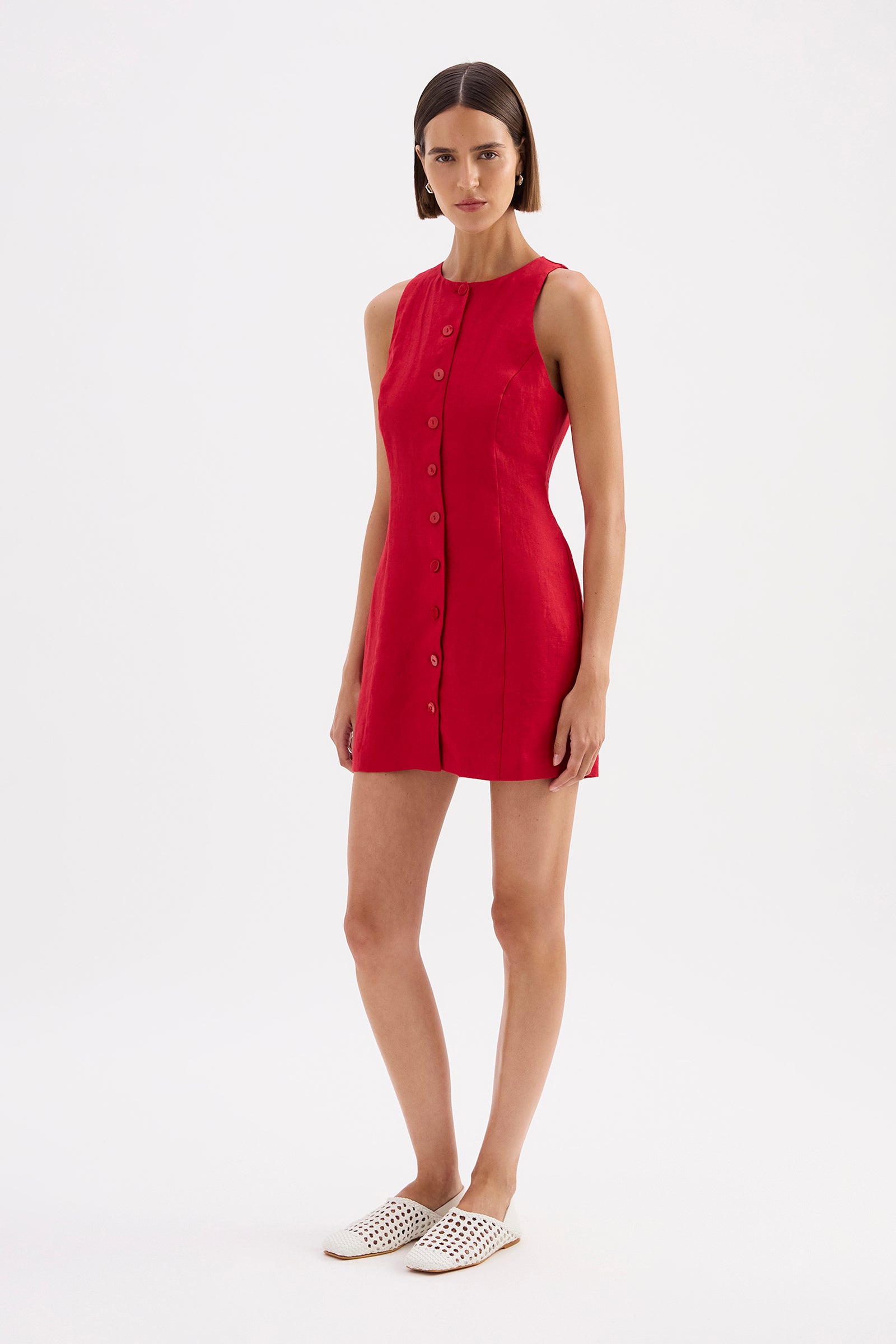 Mazi Linen Mini Dress Cherry 