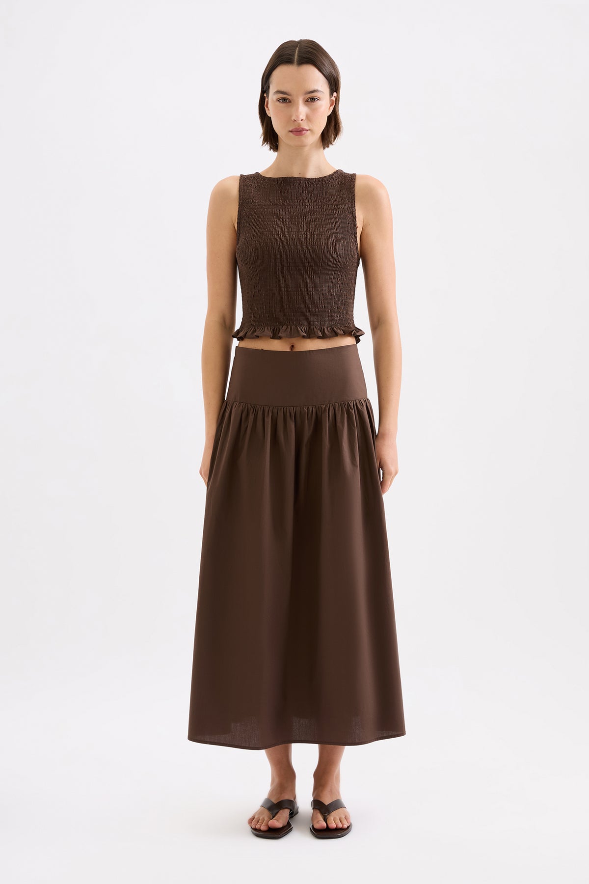 Greta Poplin Skirt Chocolate 