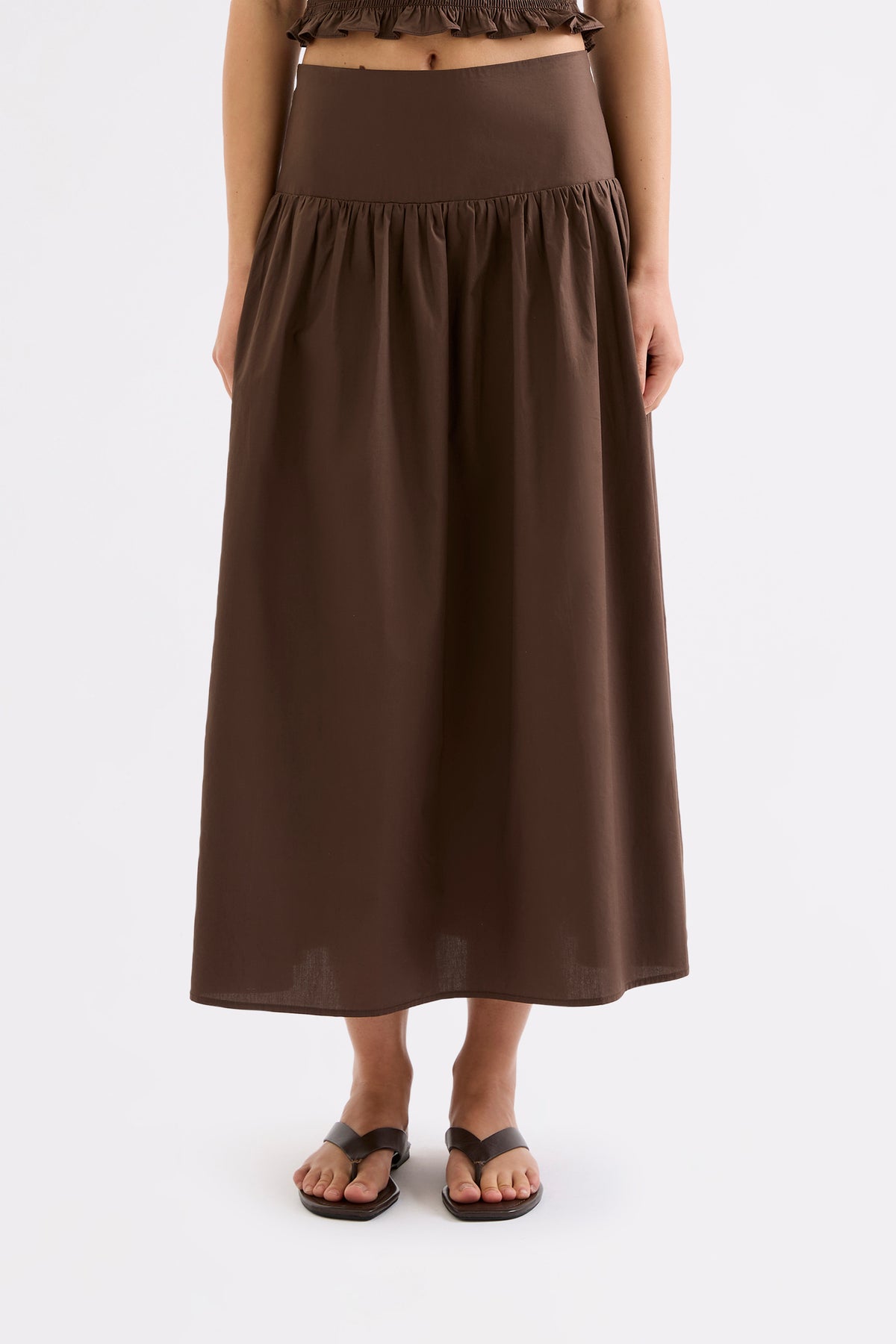 Greta Poplin Skirt Chocolate 