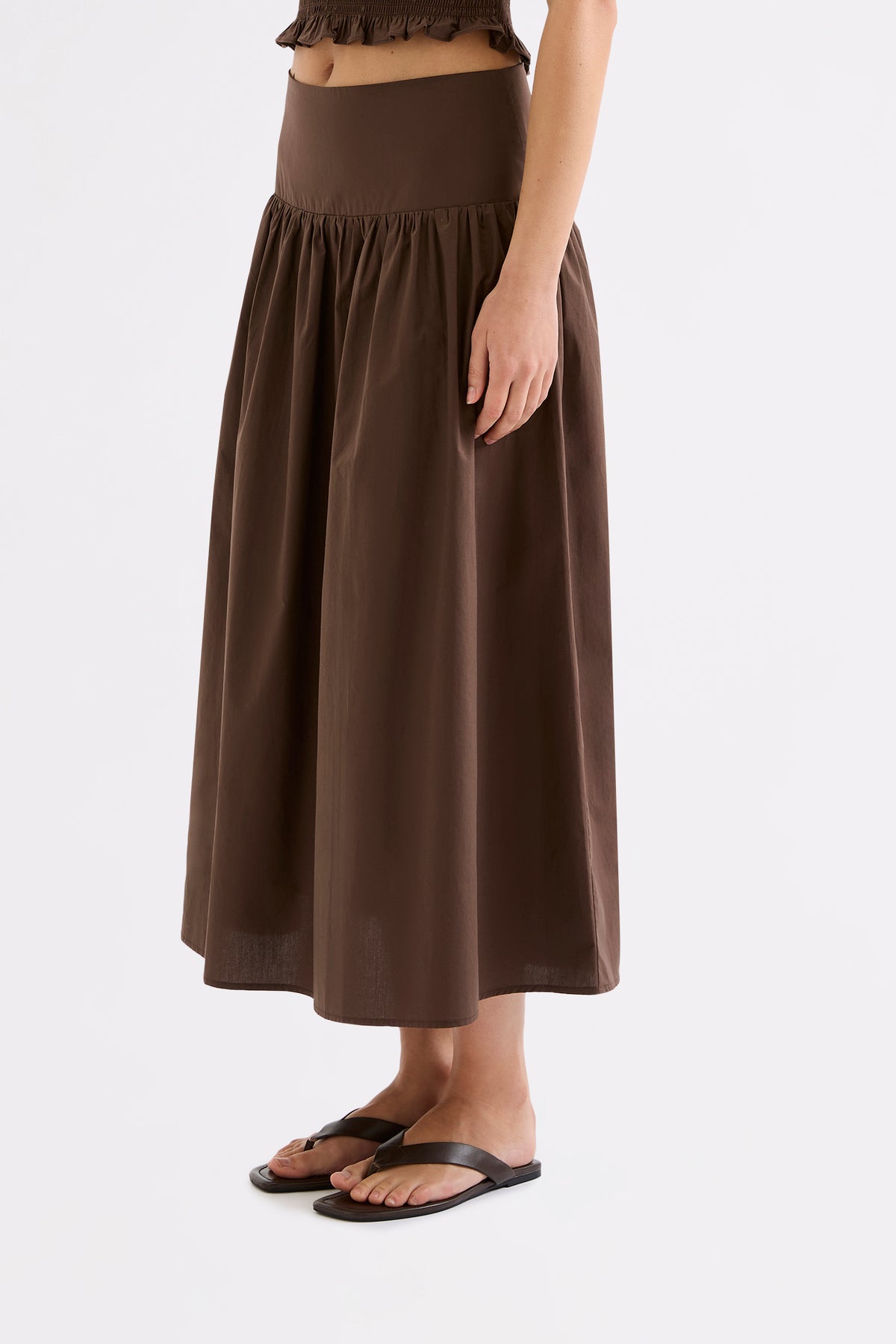 Greta Poplin Skirt Chocolate 
