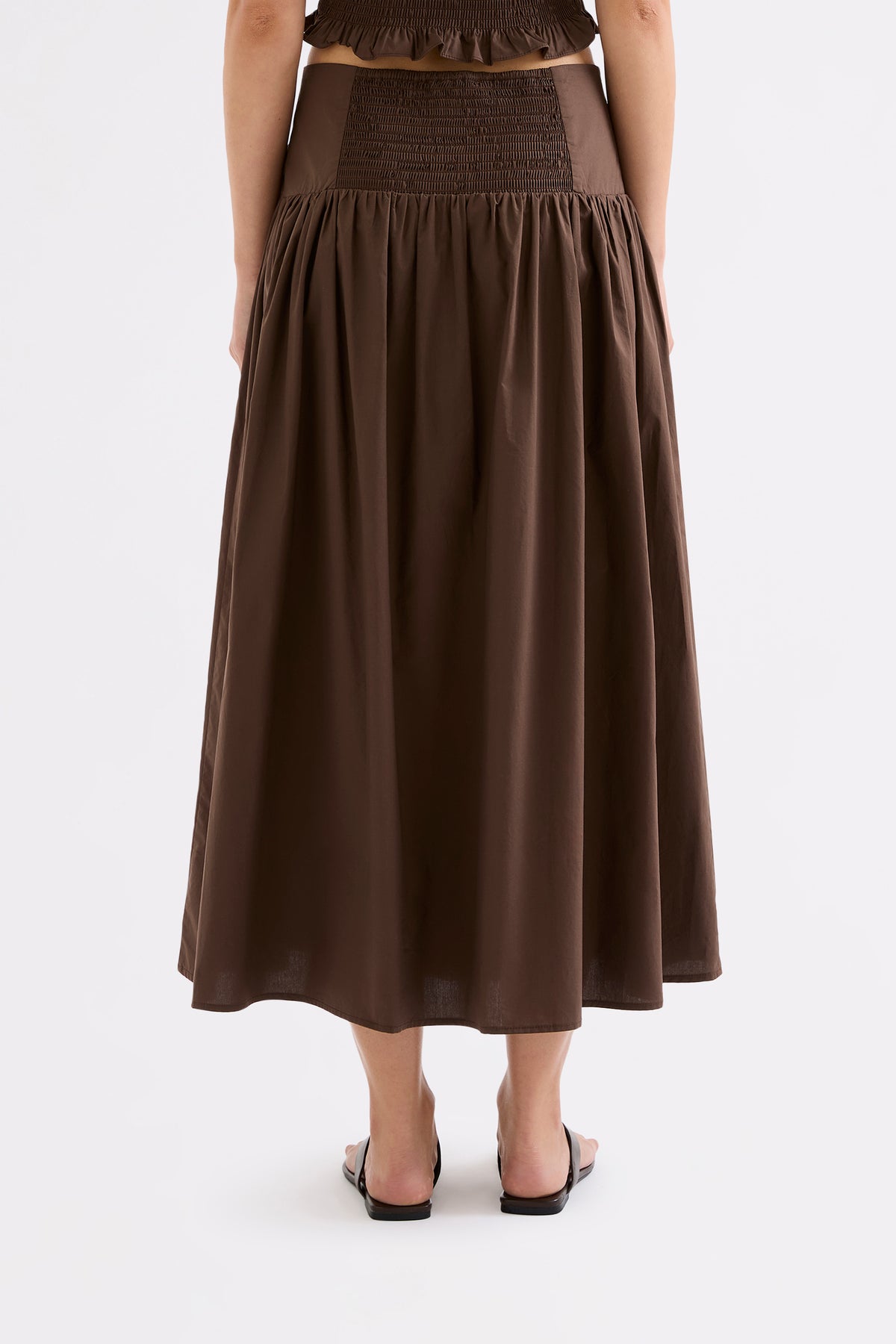 Greta Poplin Skirt Chocolate 