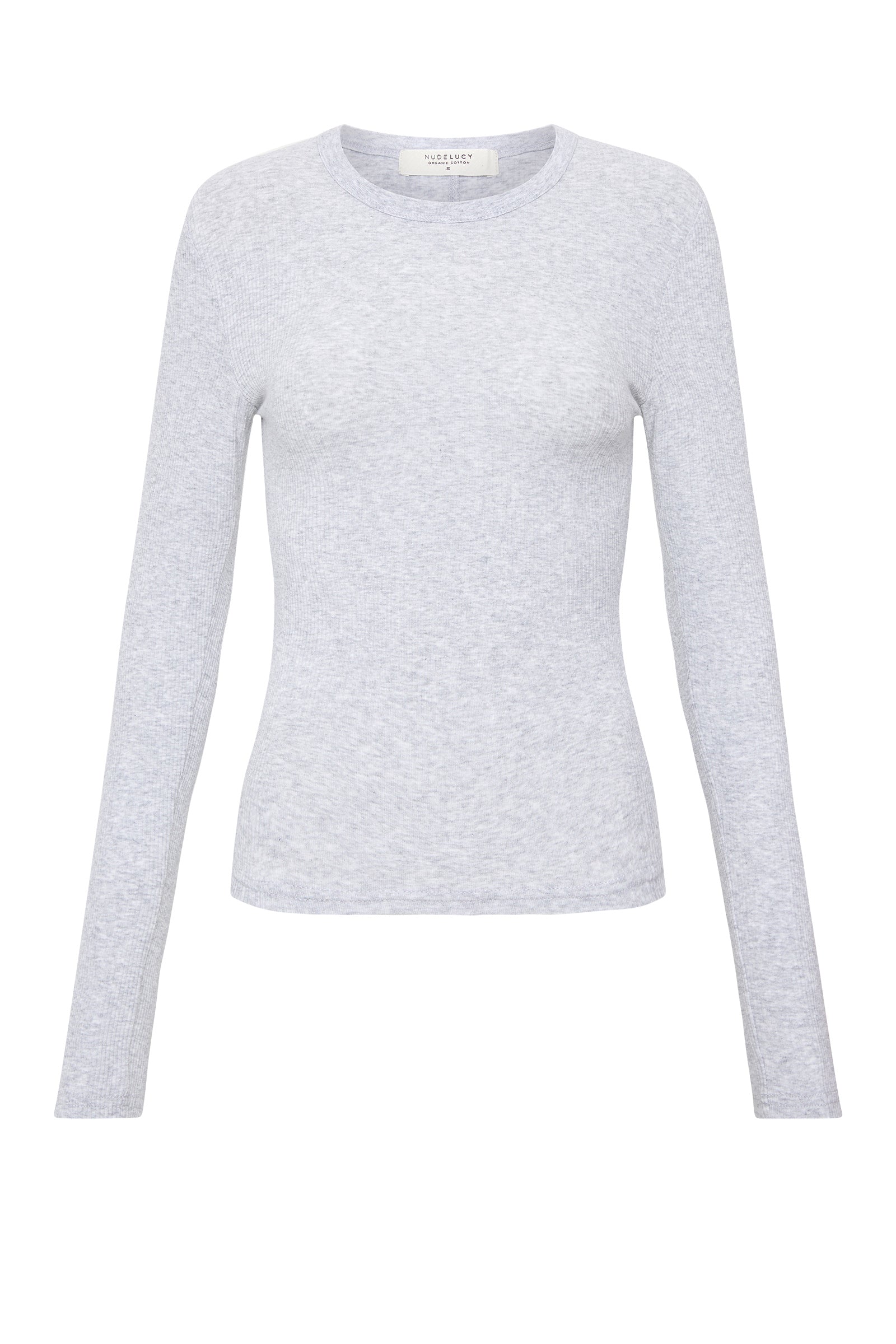 Organic Rib Ls Tee Grey Marle 