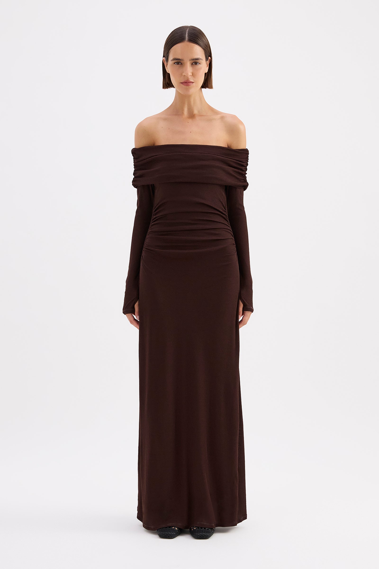 Rue Mesh Ls Dress Raisin 