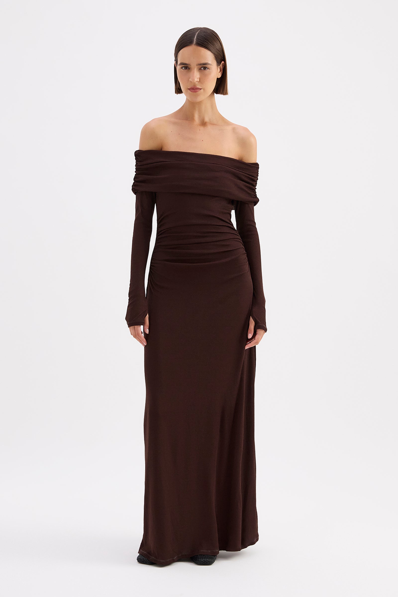 Rue Mesh Ls Dress Raisin 