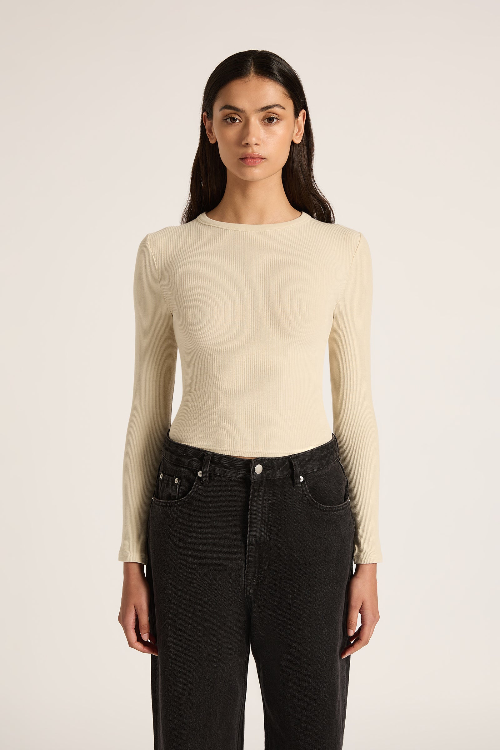 ls land image nude - 25"ls land image nude - 25" Shop Organic Rib Ls Tee in Bone | Nude Lucy