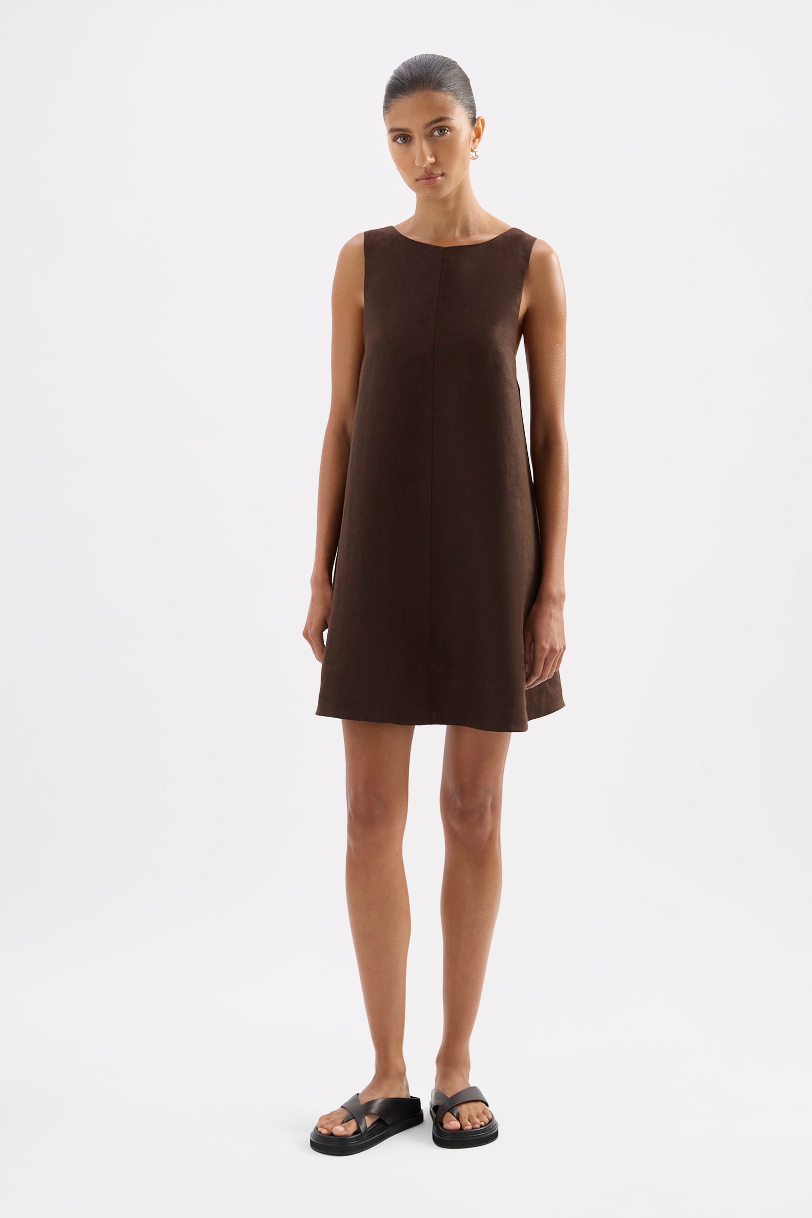 Nemi Linen Dress Chocolate 