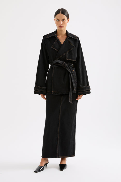 INAYA DENIM TRENCH