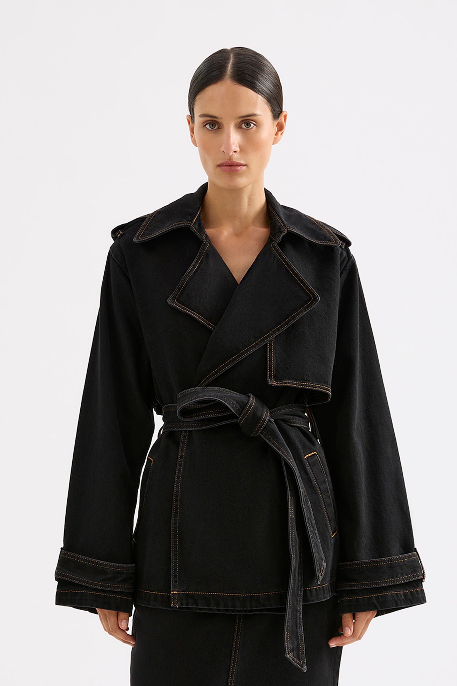 Inaya Denim Trench Black 