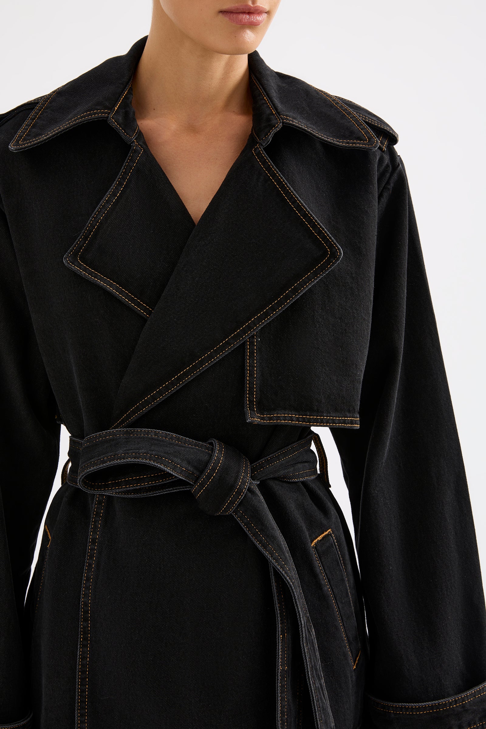 Inaya Denim Trench Black 