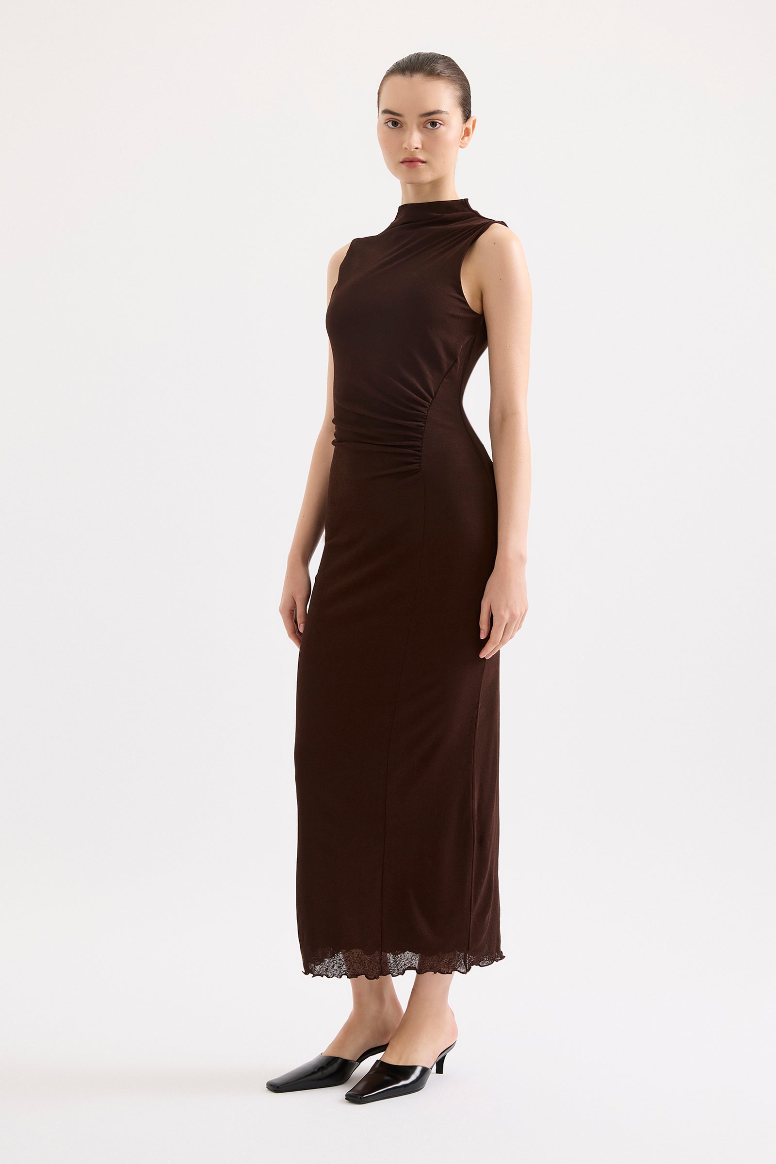 Winston Mesh Maxi Dress Raisin 