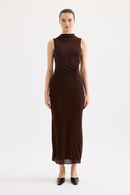 Winston Mesh Maxi Dress Raisin 