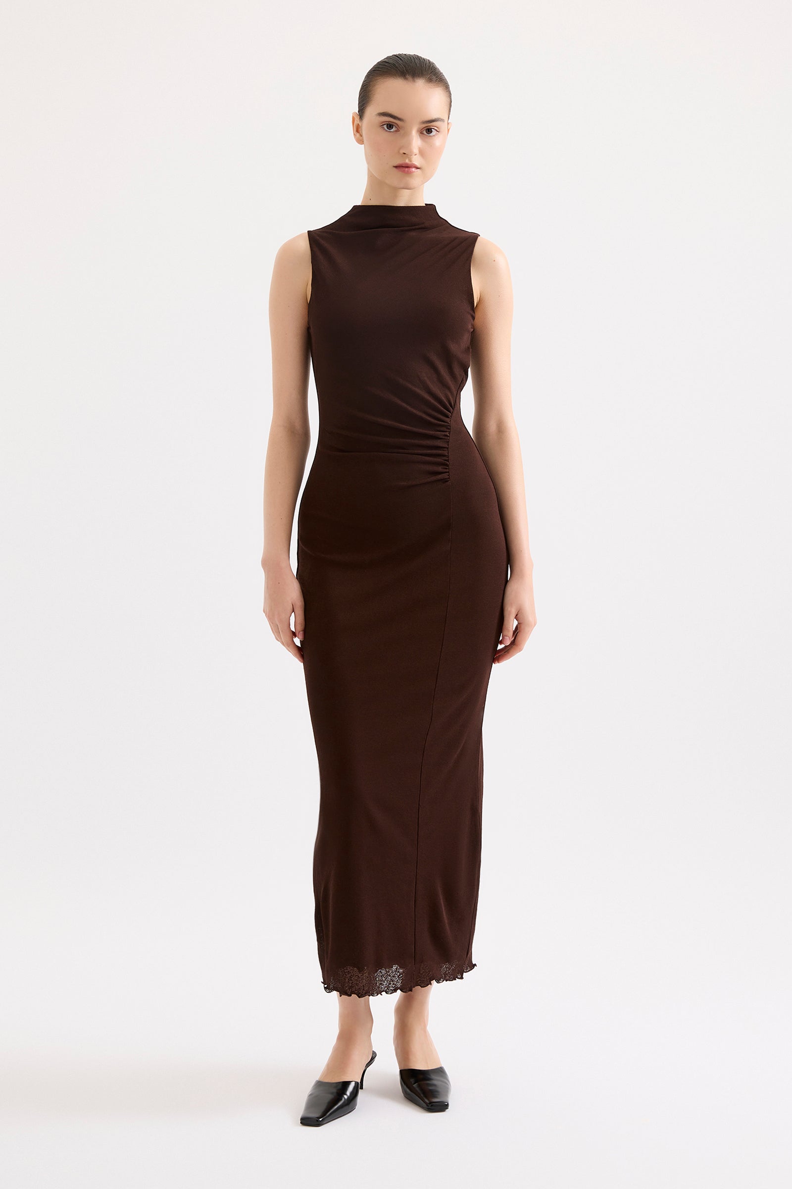 Winston Mesh Maxi Dress Raisin 